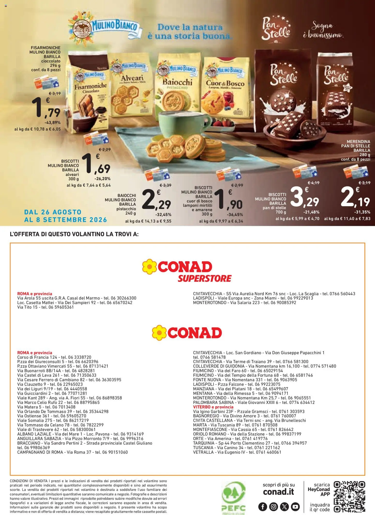 Volantino Conad del 26/08/2026 | Pagina: 20 | Prodotti: Lamponi, Biscotti, Mirtilli, Fiori