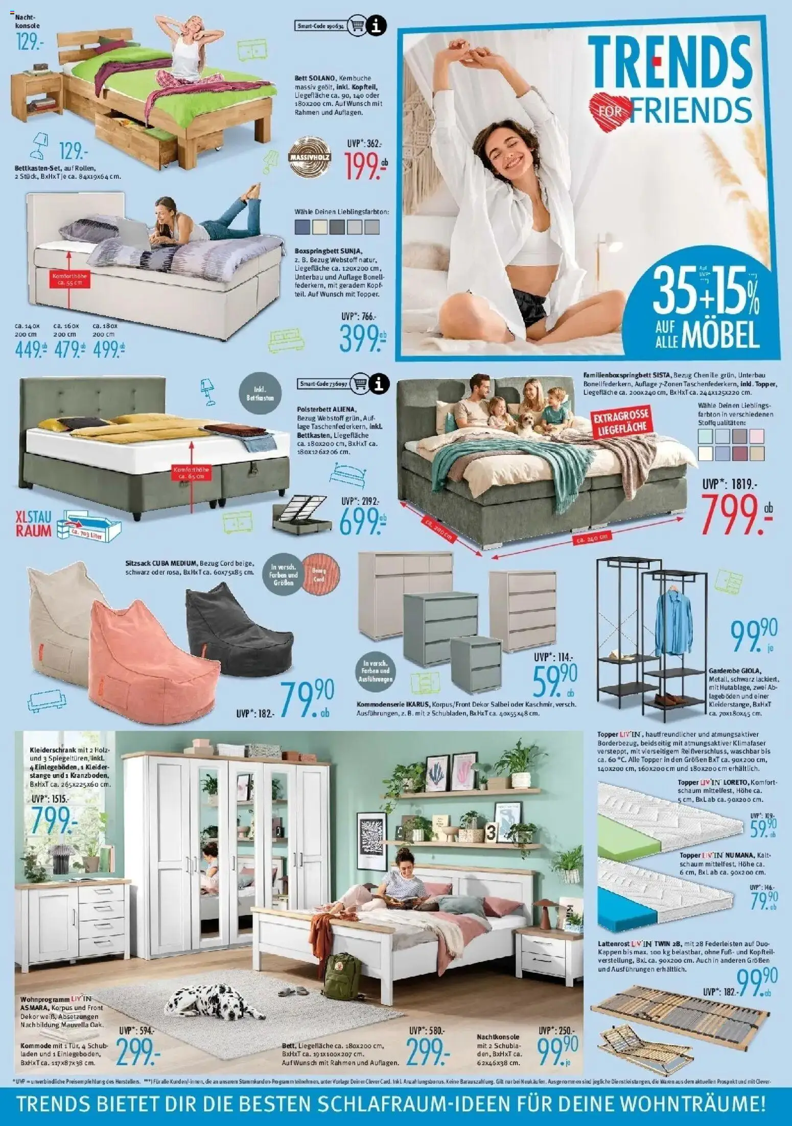 Trends Neue Möbel wirken Wunder (ab 22.08.2026) zum Blättern | Seite: 4 | Produkte: Sitzsack, Kommode, Boxspringbett, Topper