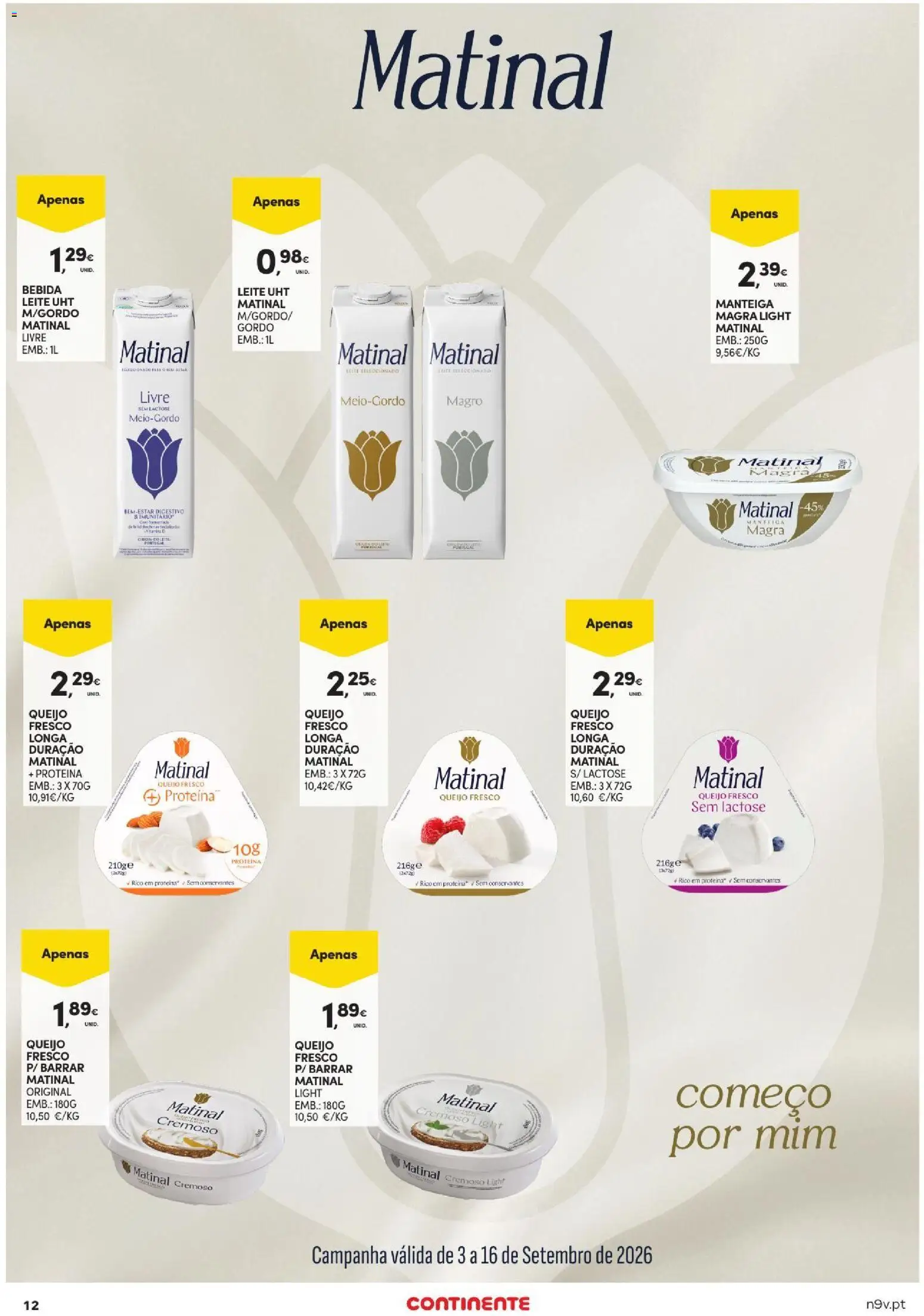 Continente Açores │ válido de 03/09/2026 | Página: 12 | Produtos: Leite UHT, Leite, Bebida, Proteina