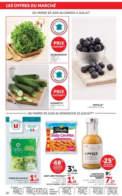 Hyper U - Prévisualisation de Hyper U - Les prix bas de la semaine valide à partir de 30/06/2026 | Page: 28 | Produits: Salade, Carottes, Laitue, Gingembre