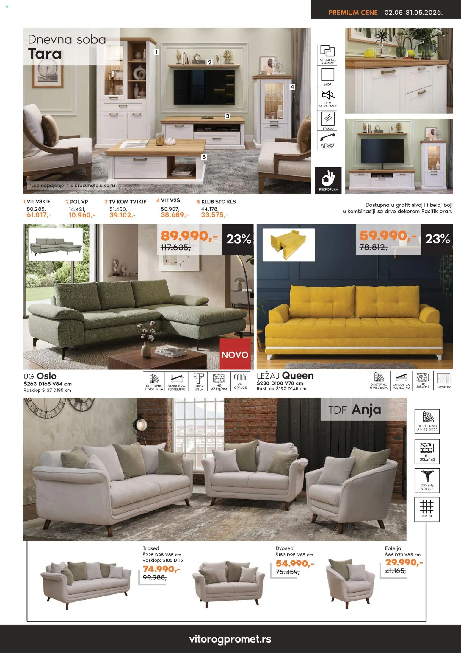Vitorog katalog - važi od 02.05.2026 | Strana: 3 | Proizvode: Fotelja, Sto, Trosed, Dvosed