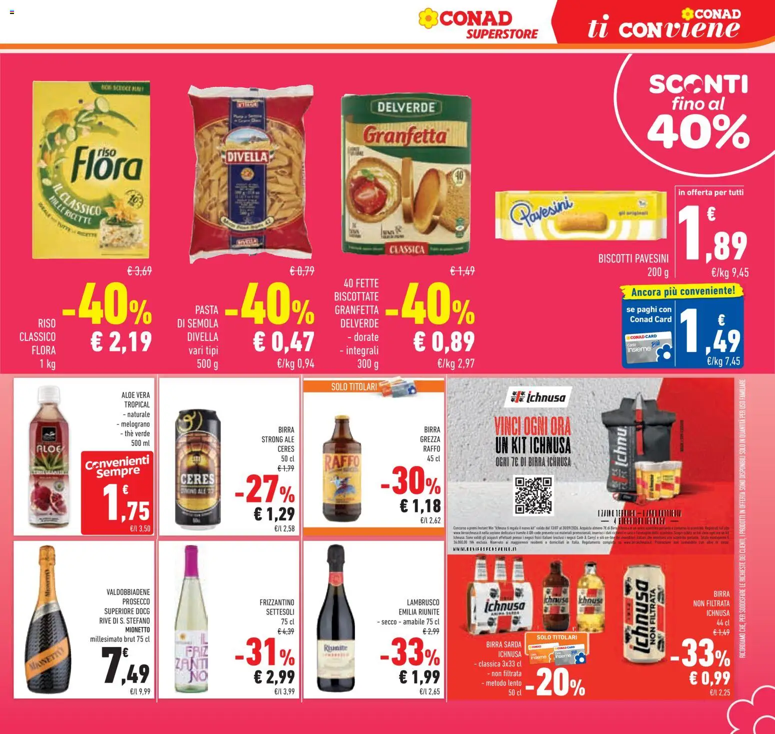 Volantino Conad del 26/08/2026 | Pagina: 23 | Prodotti: Ceres Birra, Riso, Divella, Aloe vera