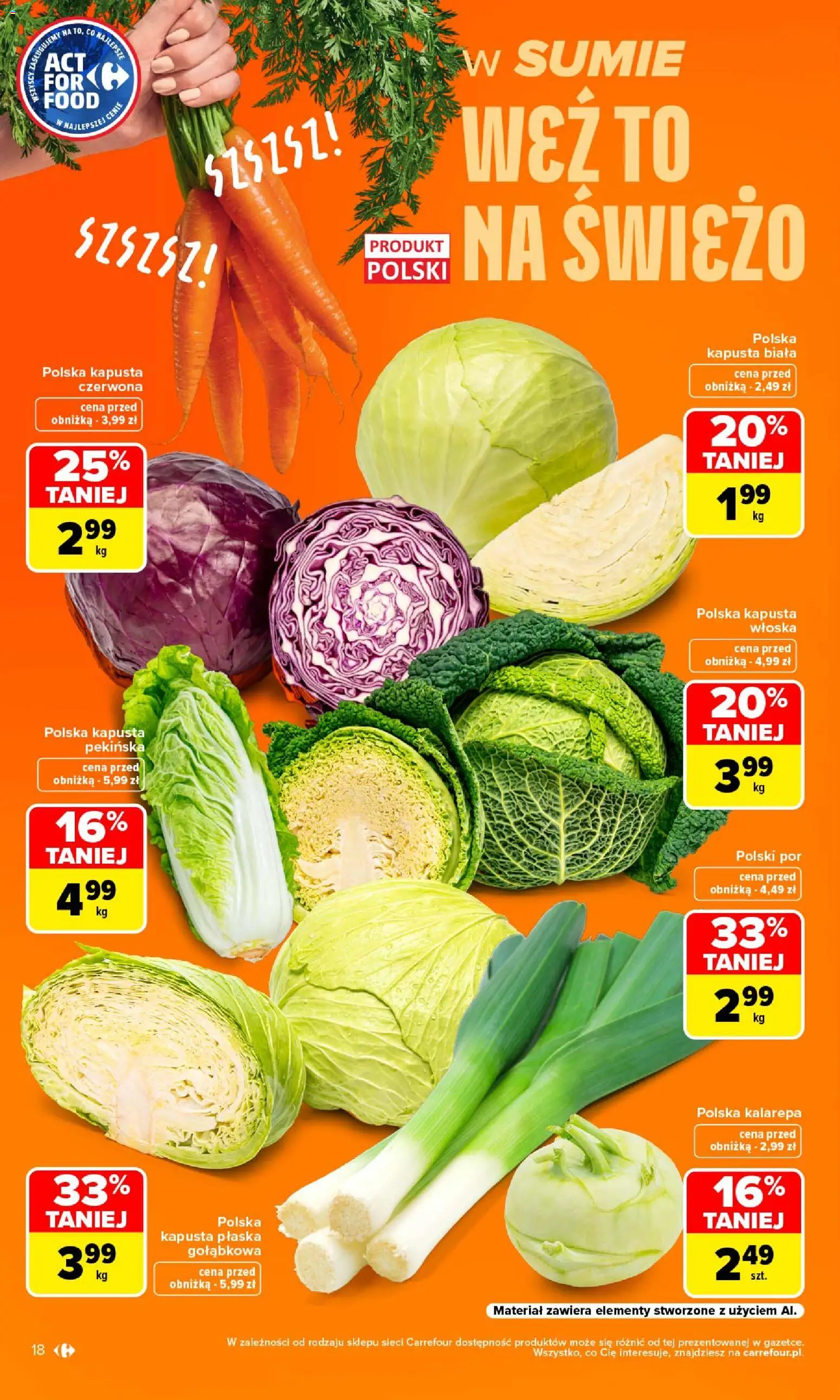 Carrefour gazetka od 14.09.2026 | Strona: 20 | Produkty: Kapusta, Por, Kalarepa, Kapusta biała