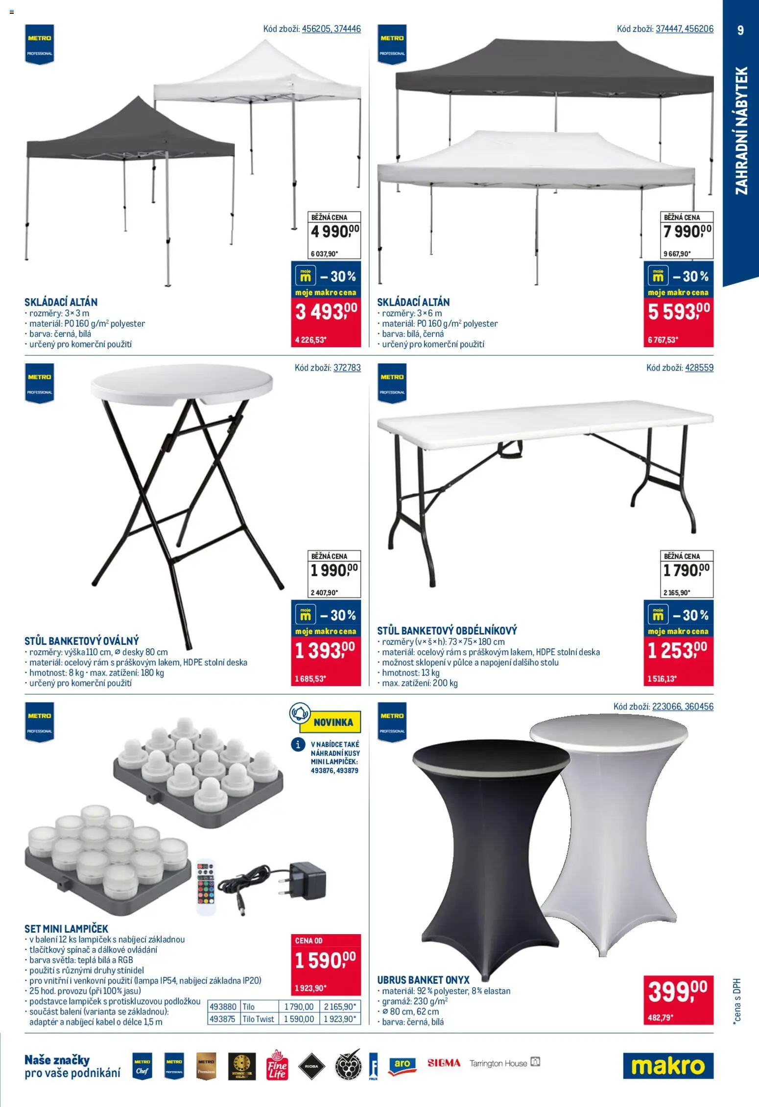 Makro leták - Venkovní vybavení 2 od 08.04.2026 | Strana: 9 | Produkty: Kabel, Altán, Zahradní nábytek, Desky