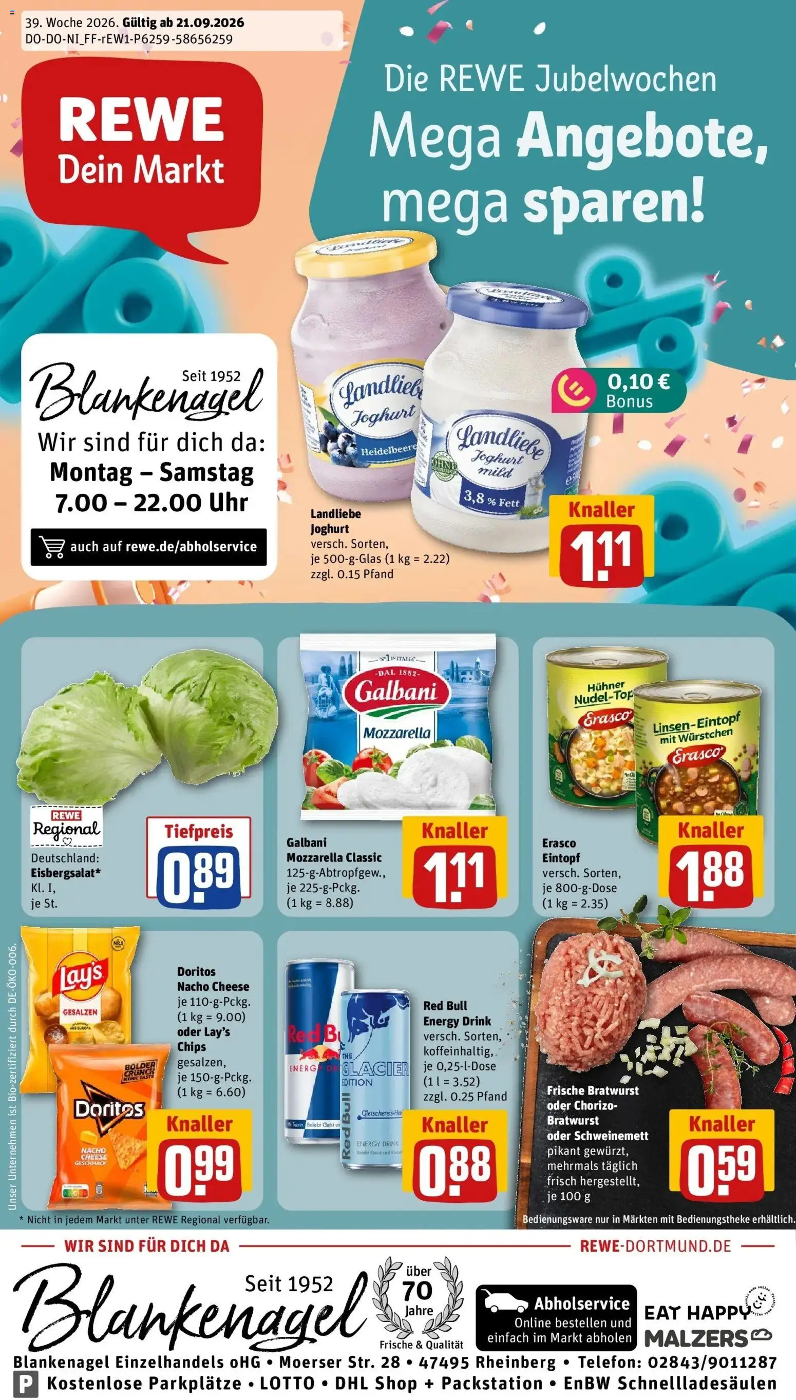 REWE Prospekt ab 21.09.2026 zum Blättern » Angebote | Seite: 3 | Produkte: Red bull, Joghurt, Erasco, Telefon
