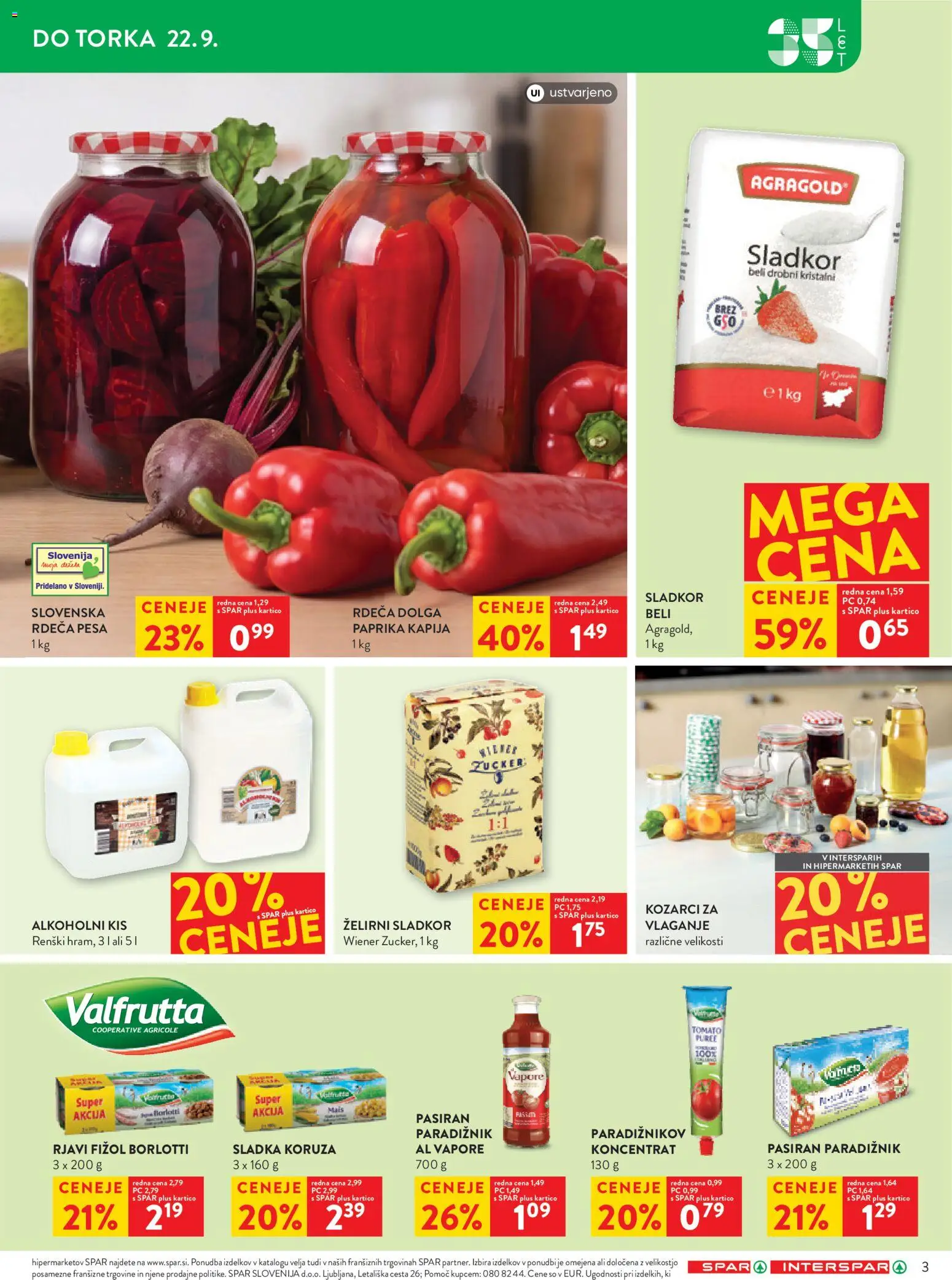 Novi Spar katalog ponudbe – veljaven od 16.09.2026 | Stran: 3 | Izdelki: Koruza, Želirni sladkor, Sladkor, Pesa
