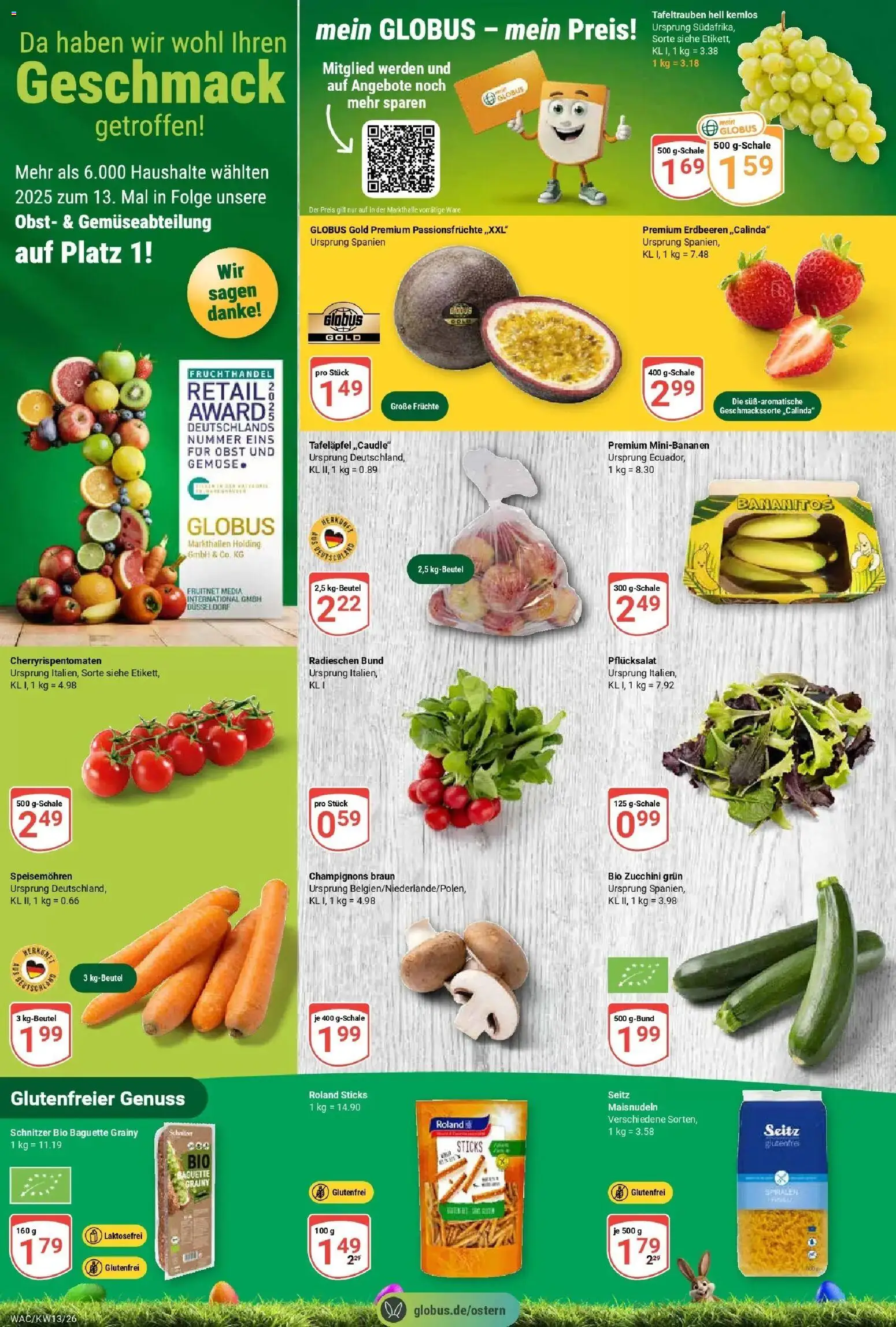 Globus prospekt Markkleeberg	 – gültig ab 23.03.2026 | Seite: 10 | Produkte: Champignons, Gemüse, Obst, Zucchini