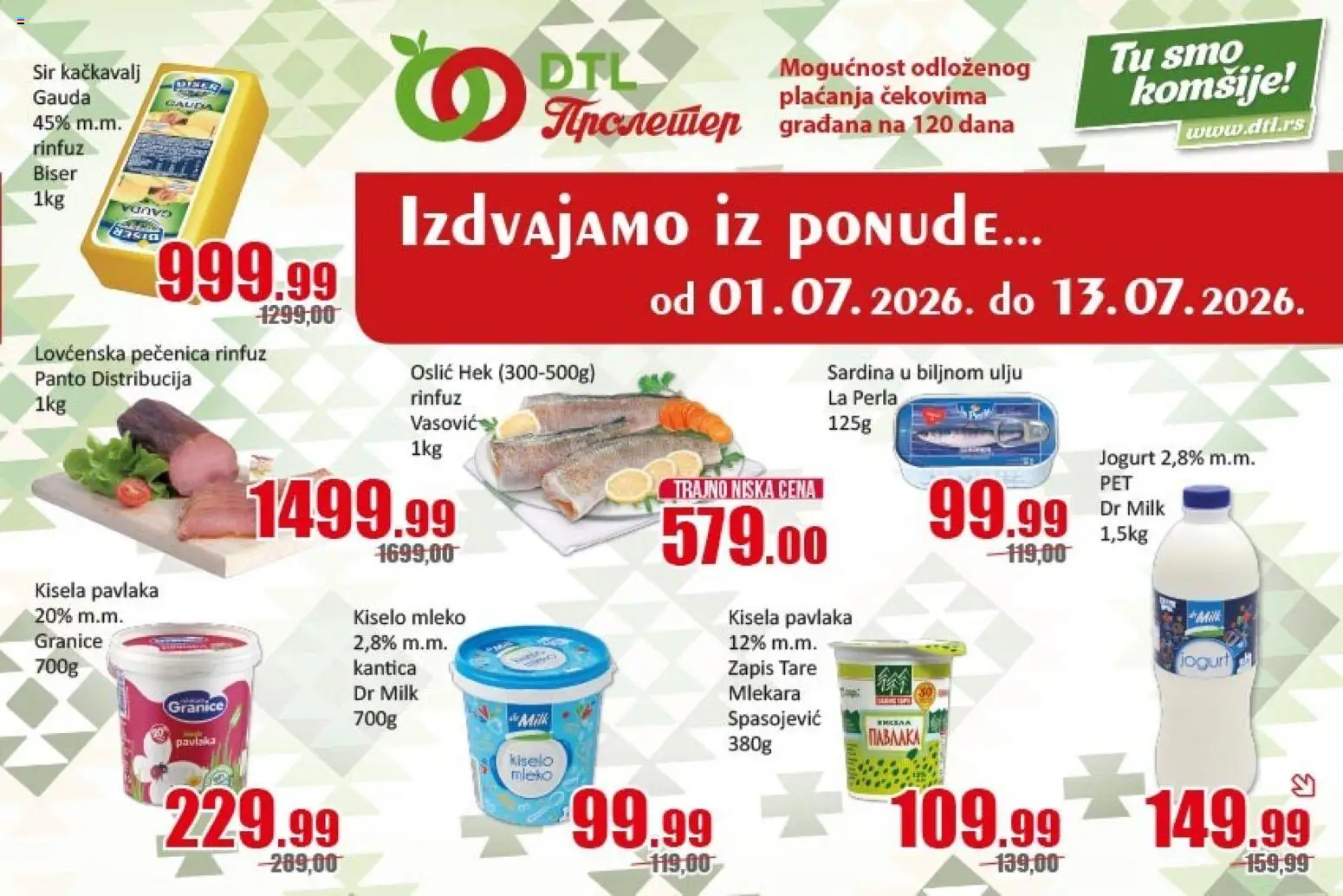 Metalac Proleter katalog - važi od 01.07.2026 | Strana: 3 | Proizvode: Kisela pavlaka, Kačkavalj, Pečenica, Pavlaka