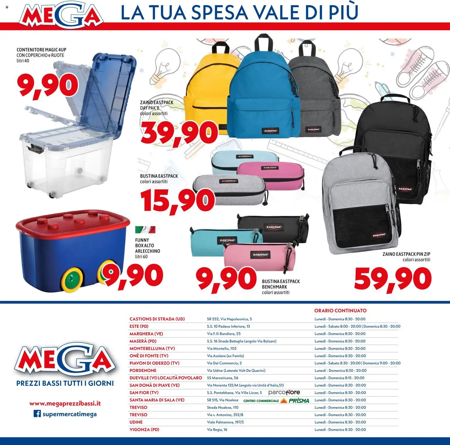 Volantino Mega del 20/08/2026 | Pagina: 12 | Prodotti: Coperchio, Zaino, TV, Contenitore