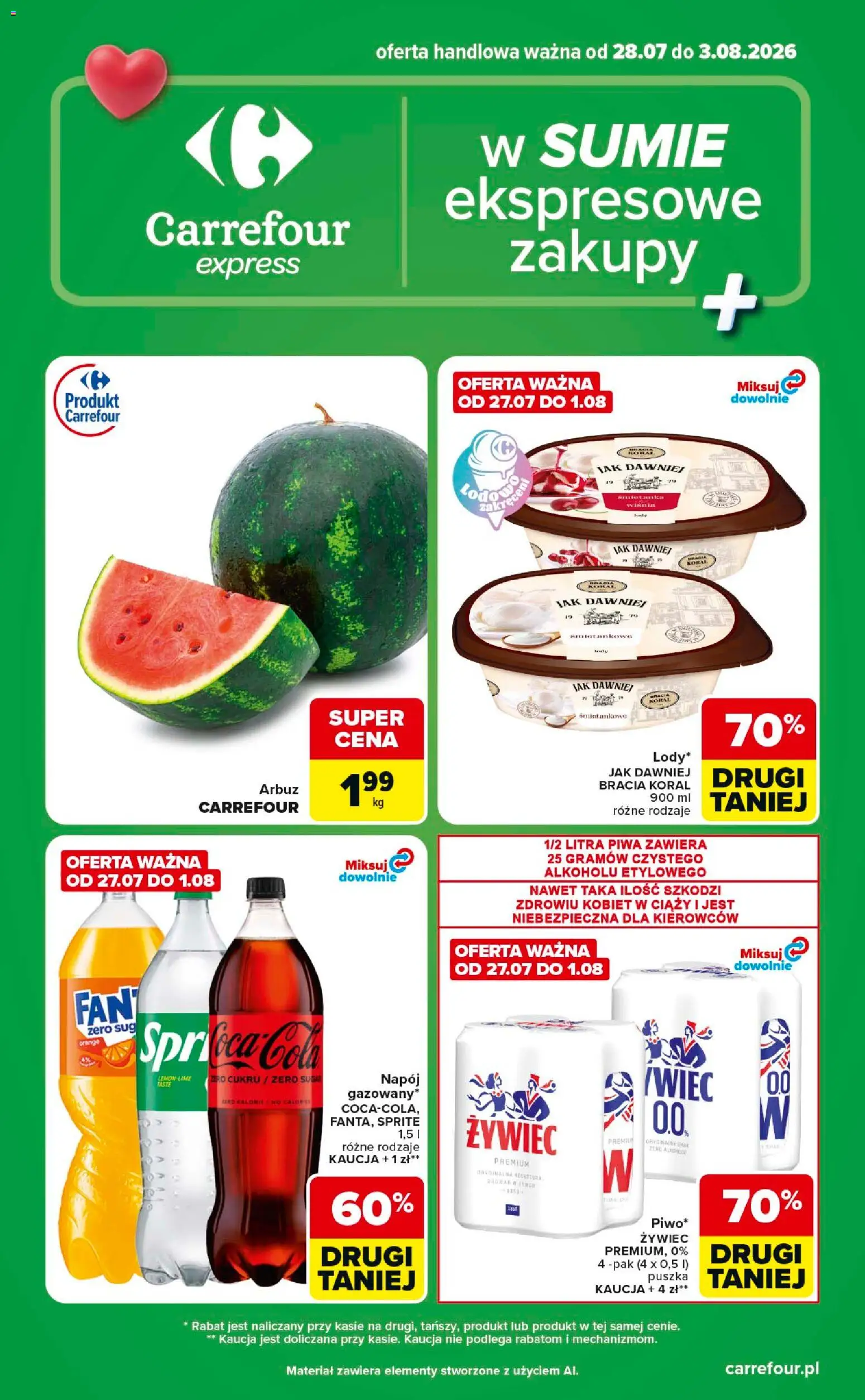 Carrefour gazetka - Express od 28.07.2026 | Strona: 1 | Produkty: Arbuz, Sprite