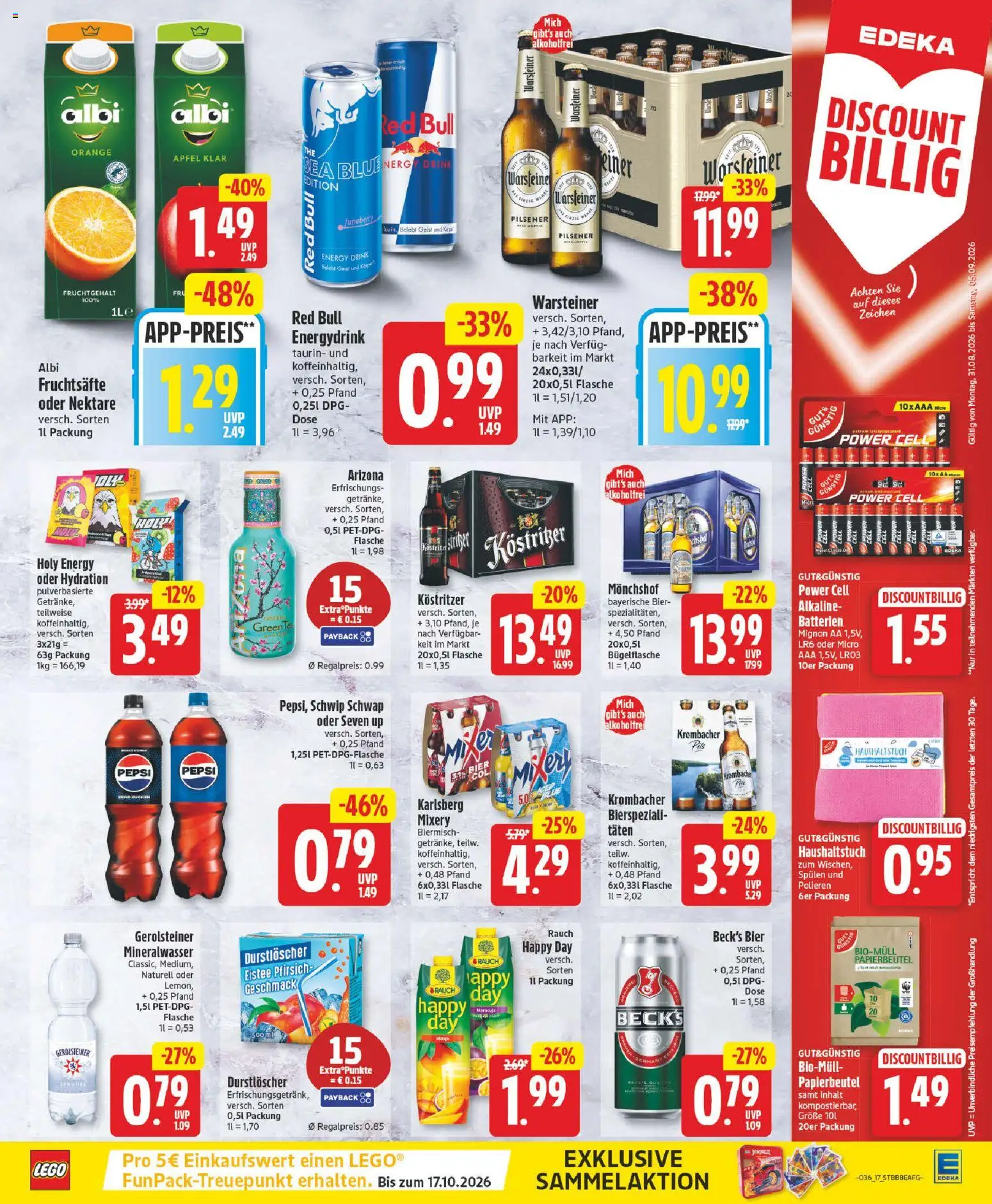 Edeka Prospekt – gültig ab 31.08.2026 | Seite: 19 | Produkte: Durstloscher, Red bull, Zucker, Pepsi