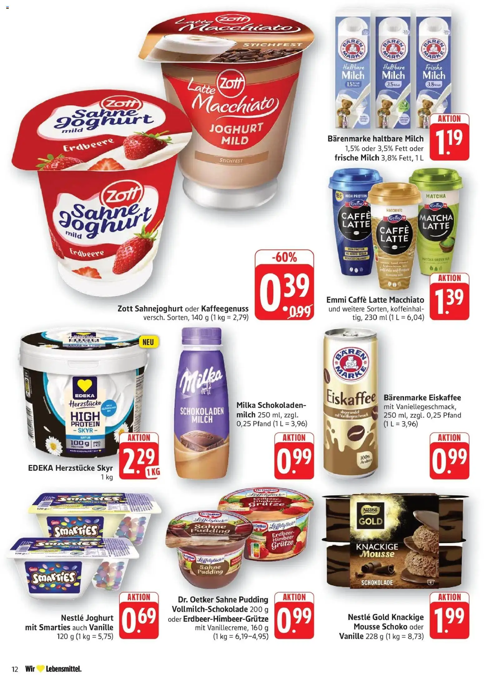 Edeka prospekt Pirmasens – gültig ab 26.05.2026 | Seite: 12 | Produkte: Milch, Haltbare milch, Smarties, Sahne
