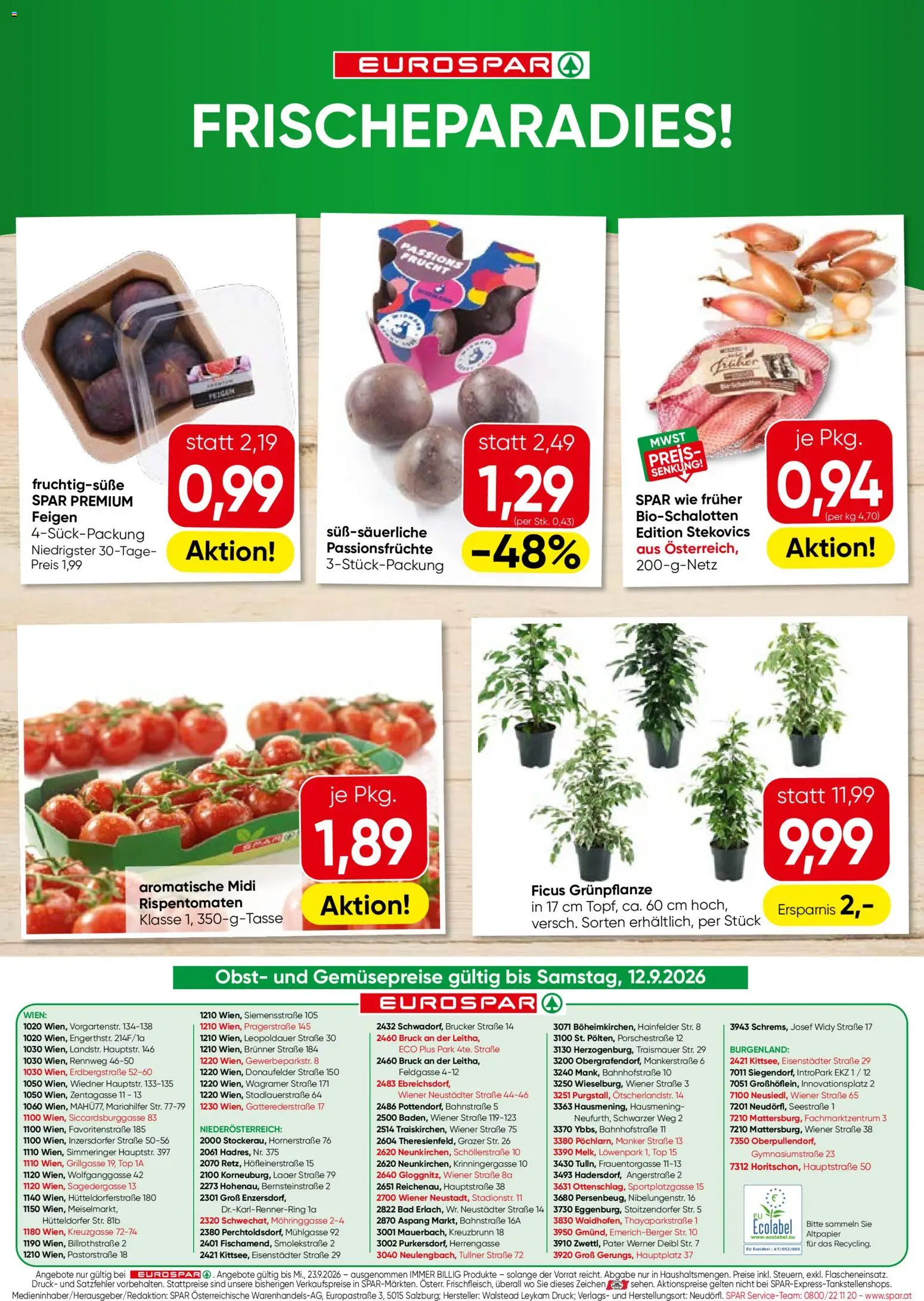 Eurospar Flugblatt gültig ab 10.09.2026 | Seite: 16 | Produkte: Obst, Feigen, Bad