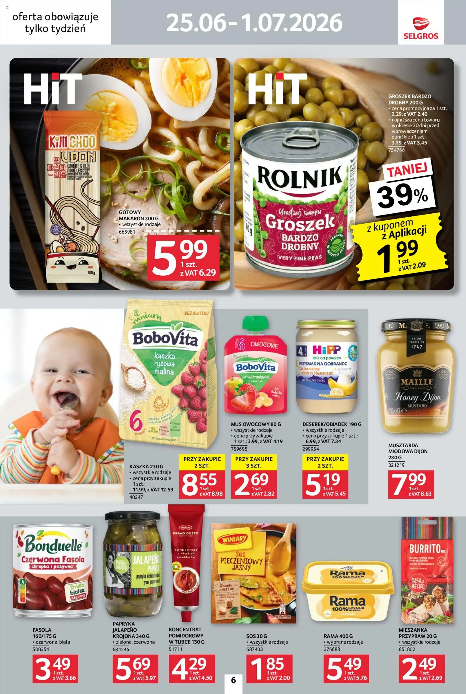 Selgros cash&carry gazetka - Jeszcze więcej super promocji od 25.06.2026 | Strona: 6 | Produkty: Kaszka manna, Truskawki, Makaron, Sos