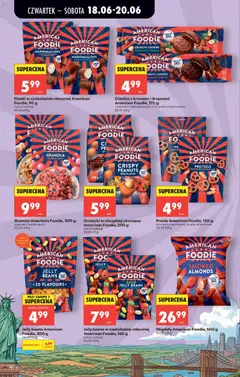Pogląd oferty "Migdały American Foodie, 500 g, Migdały American Foodie, 500 g" - ważna od 18.06.2026 | Strona: 54 | Produkty: Ciastka z kremem, Masło orzechowe, Granola, Masło