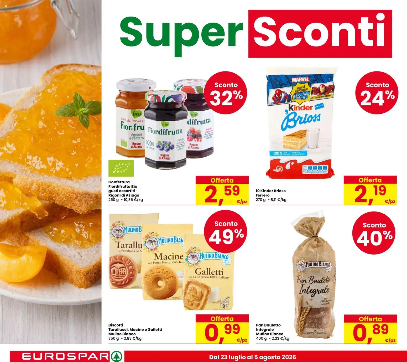 Volantino Eurospar del 23/07/2026 | Pagina: 8 | Prodotti: Panna, Frutta, Latte, Agrumi