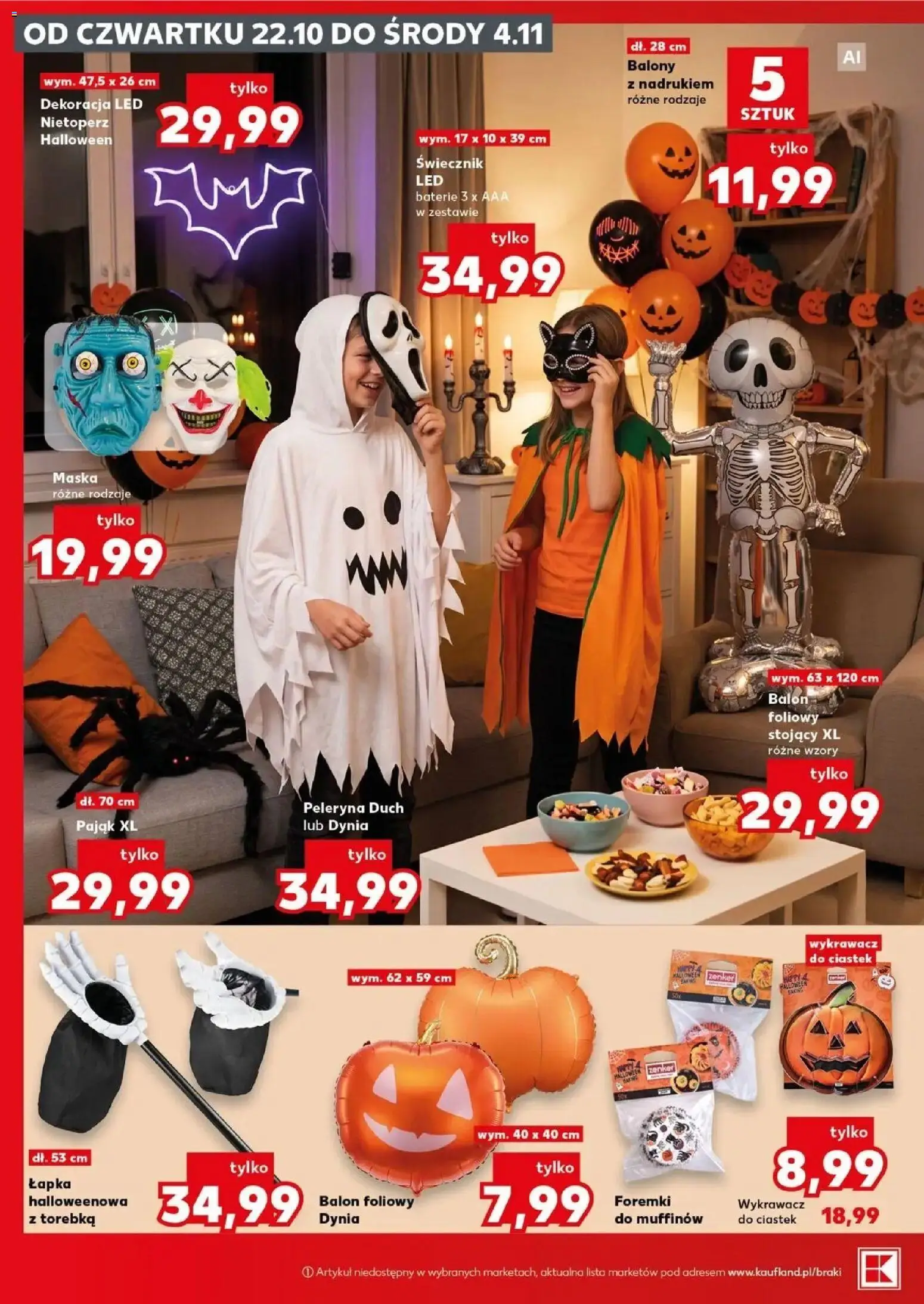 Kaufland HALLOWEEN 🎃 gazetka od 22.10.2026 🕷️🕸️ | Strona: 12 | Produkty: Dynia, Torebka, Baterie, Maska