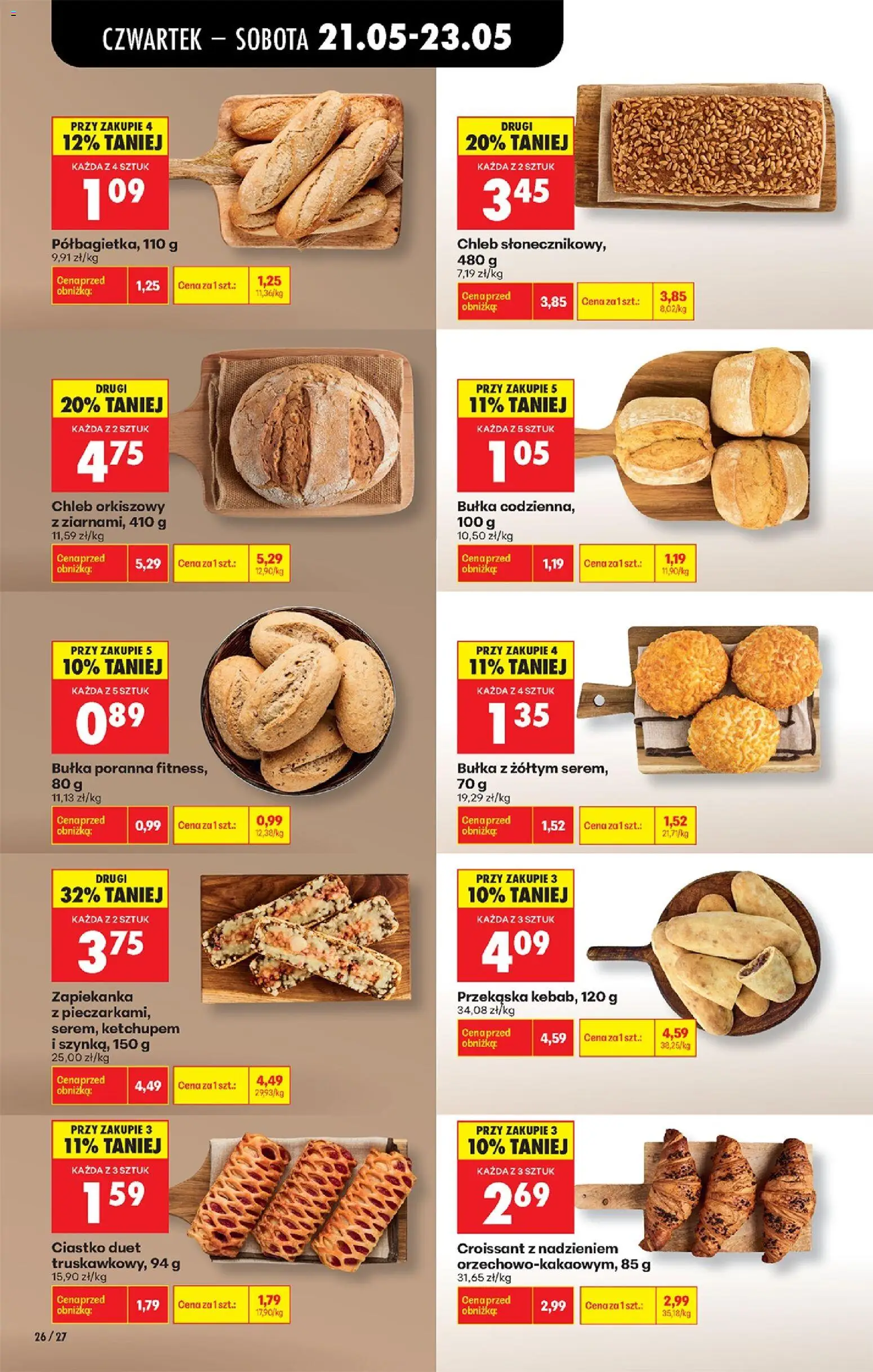 Biedronka gazetka od czwartku od 21.05.2026 | Strona: 30 | Produkty: Kebab, Zapiekanka, Bułka poranna fitness, Chleb