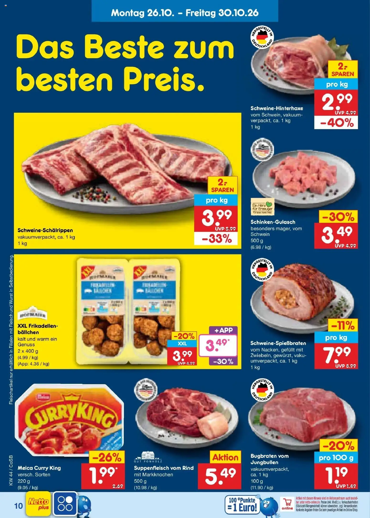 Netto Marken-Discount Prospekt Leipzig – gültig ab 26.10.2026 | Seite: 22 | Produkte: Meica, Suppenfleisch, Wurst, Fleisch