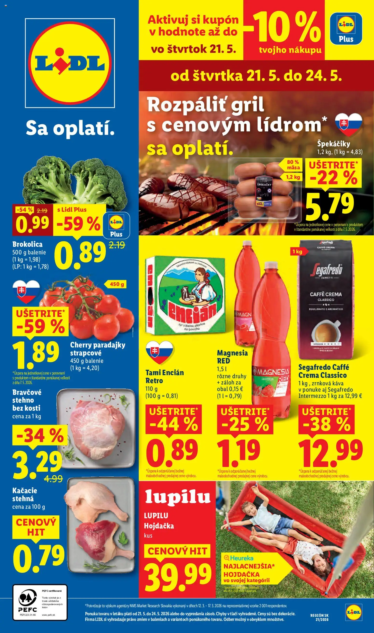 Nové Lidl akcie – leták je platný od 18.05.2026 | Strana: 49 | Produkty: Gril, Hojdačka, Encián