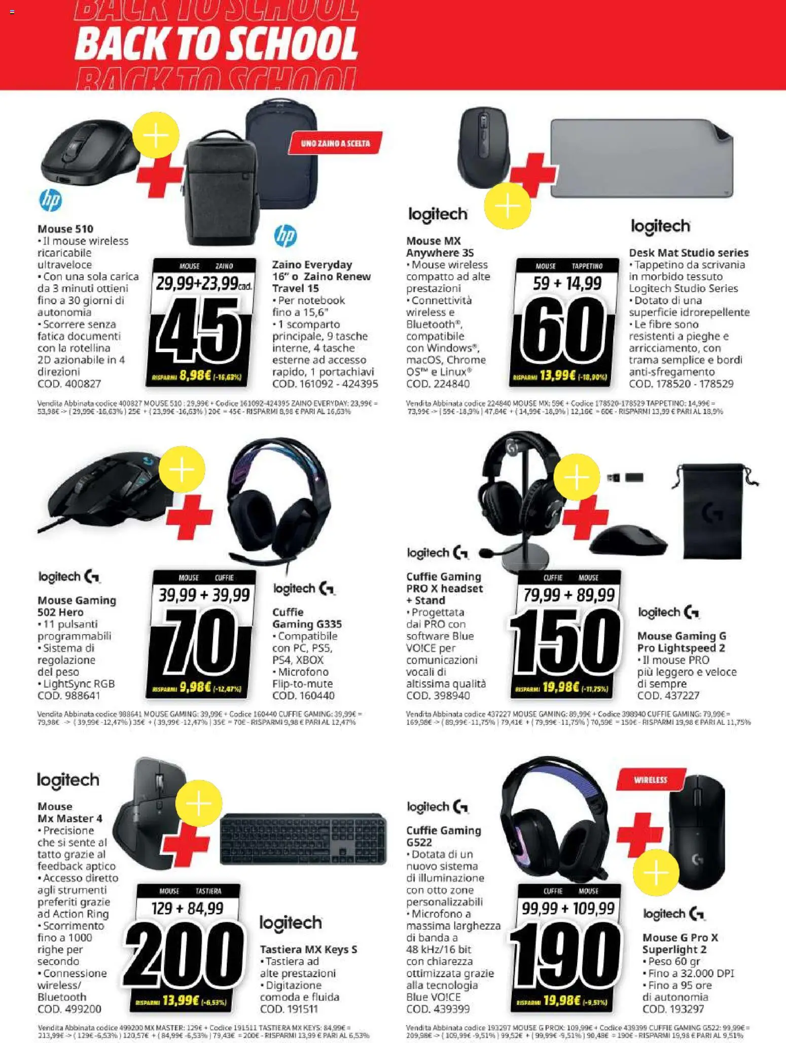 Volantino Media World del 20/08/2026 | Pagina: 15 | Prodotti: Notebook, Zaino, Tastiera, Tasche