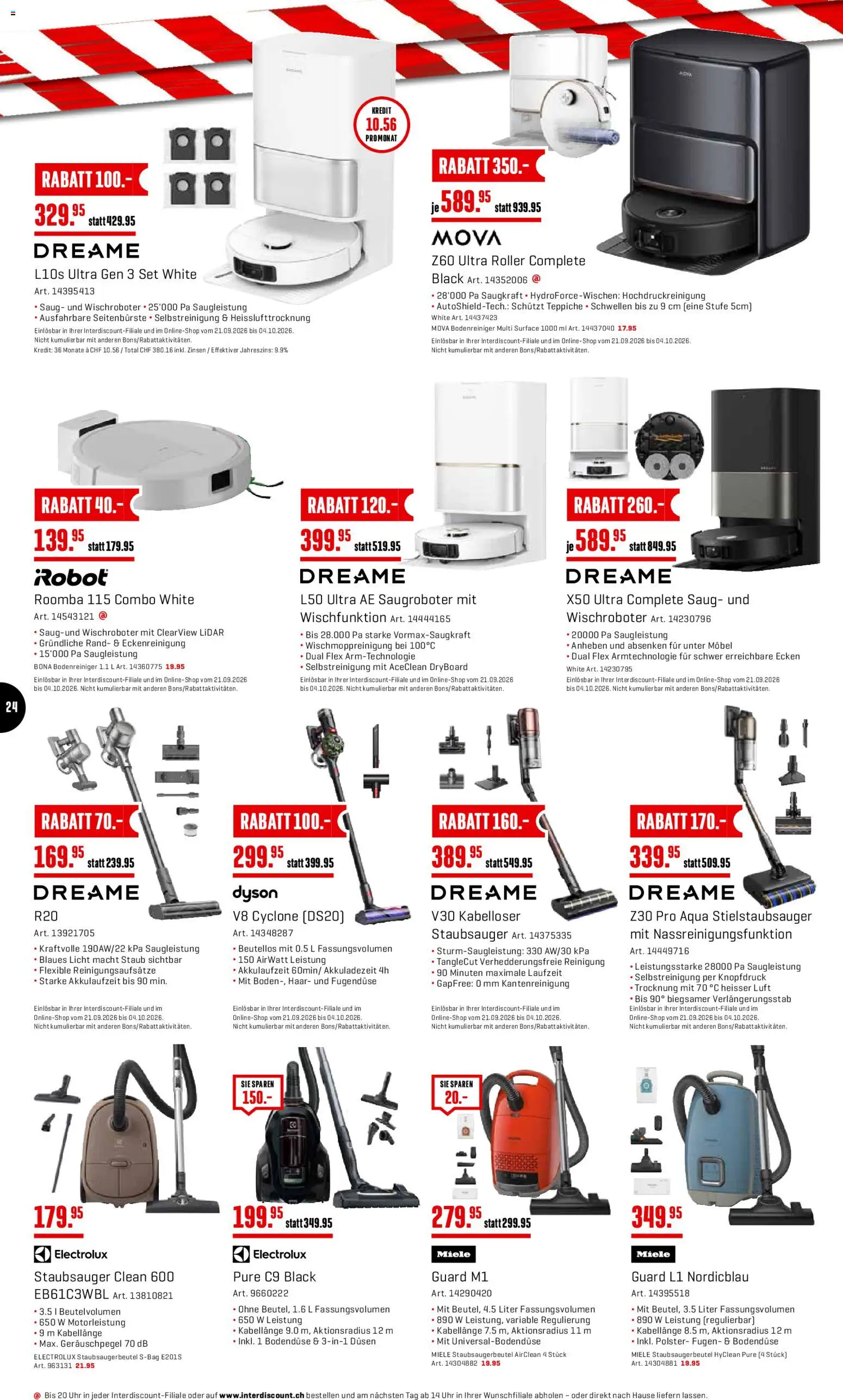 Interdiscount aktionen – gültig ab 21.09.2026 | Seite: 24 | Produkte: Staubsauger, Miele, Dyson
