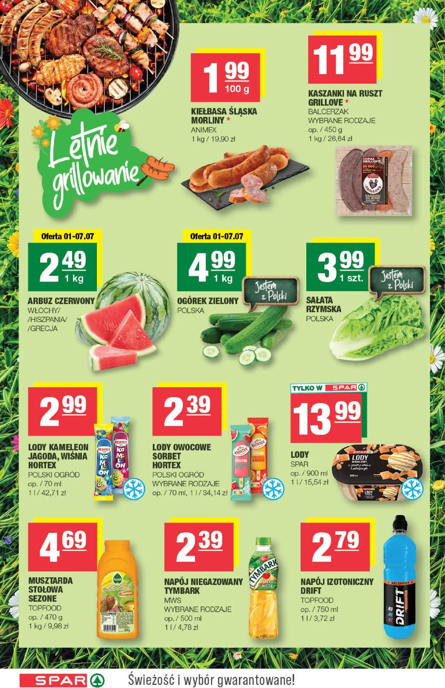 Spar gazetka od 01.07.2026 | Strona: 6 | Produkty: Tymbark, Sałata, Kiełbasa śląska, Ogórek