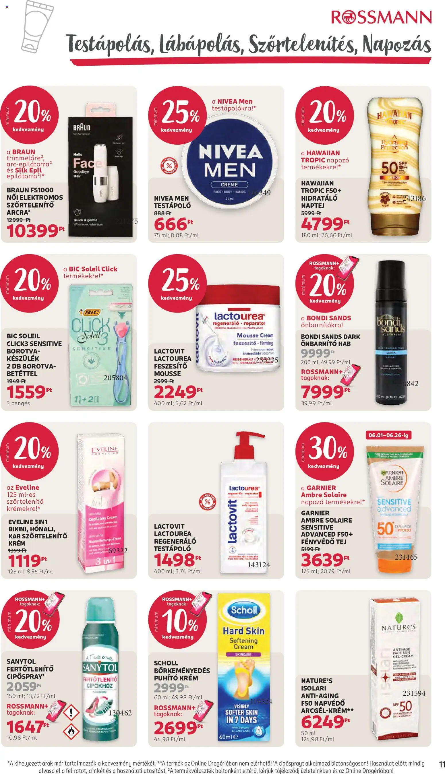 Rossmann akciós ujság - amely érvényes a következő dátumtól: 01.06.2026 | Oldal: 13 | Termékek: Body, Szőrtelenítő, Fényvédő, Szőrtelenítő krém