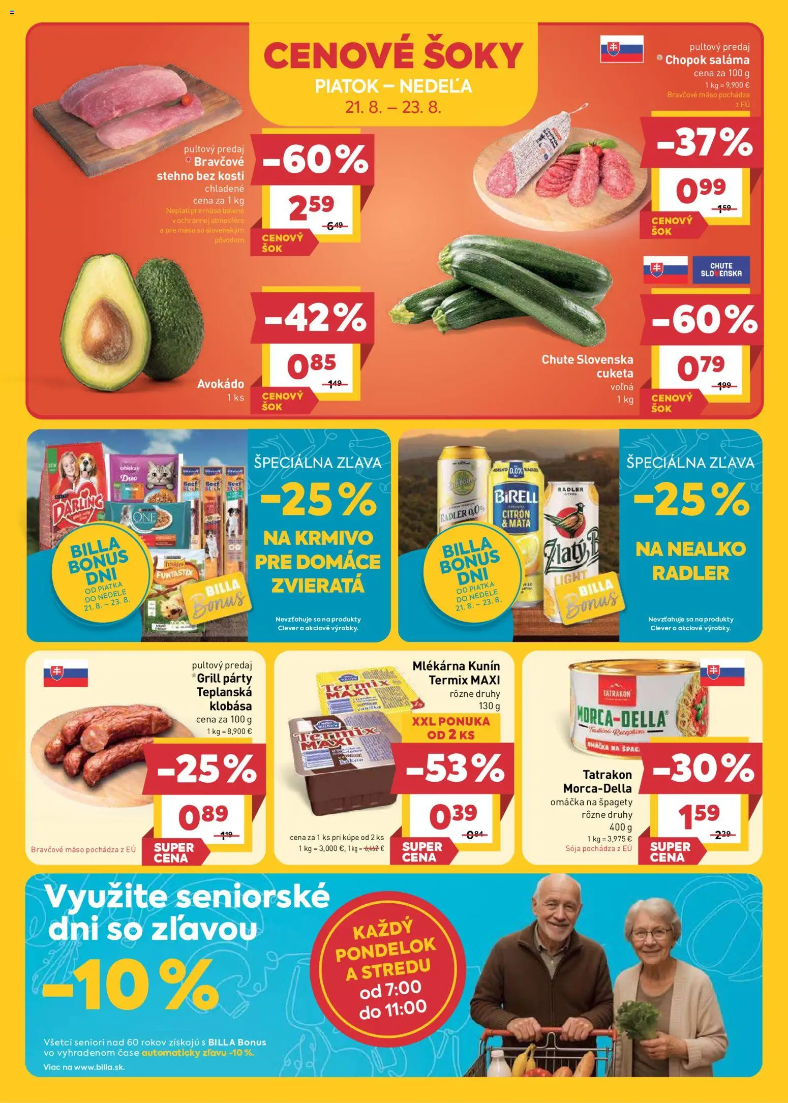 Nové Billa akcie – leták je platný od 19.08.2026 | Strana: 24 | Produkty: Saláma, Klobása, Mäso, Omáčka