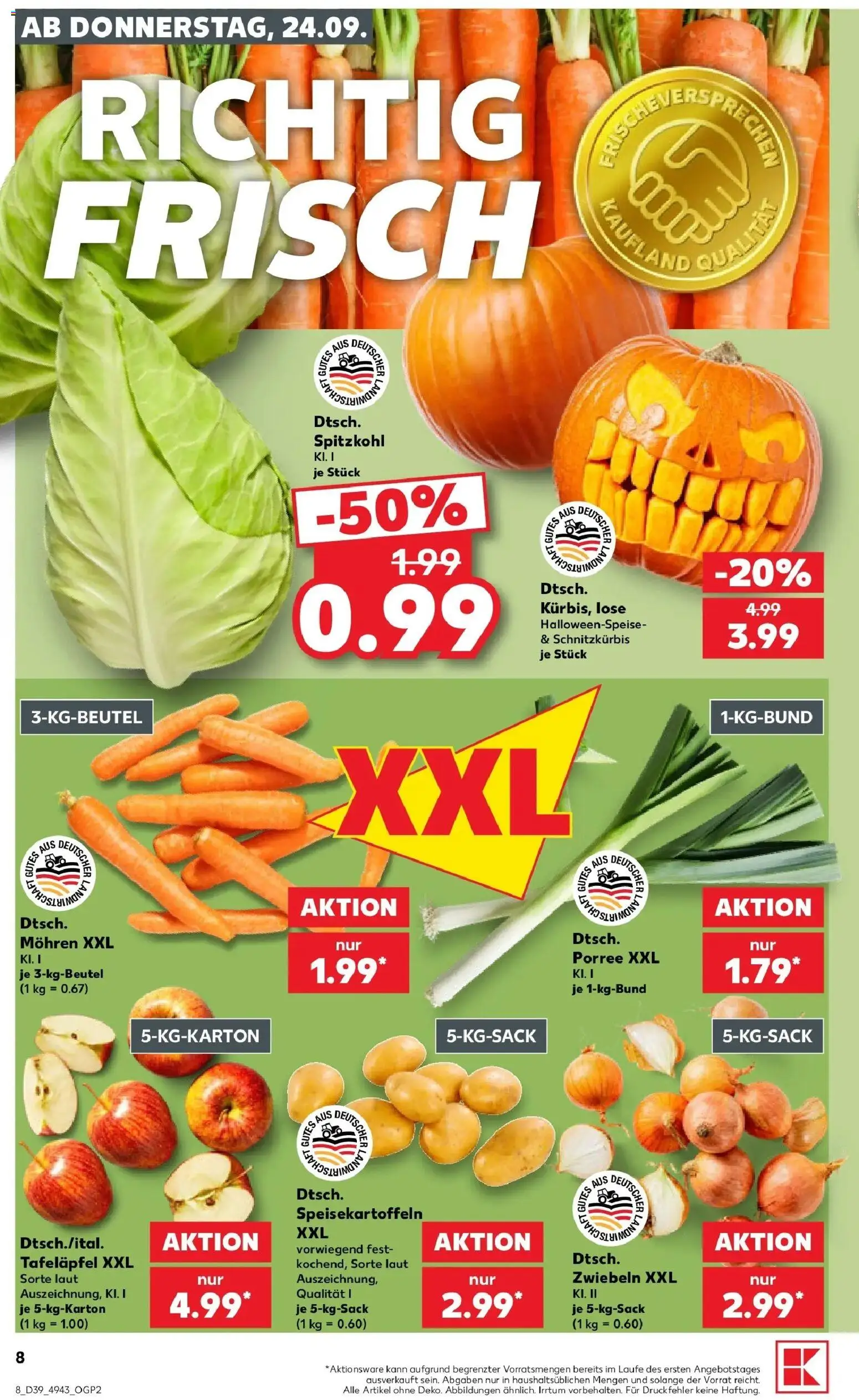 Prospekt Kaufland ab 21.09.2026 » Angebote Online zum Blättern | Seite: 20 | Produkte: Mohren, Zwiebeln
