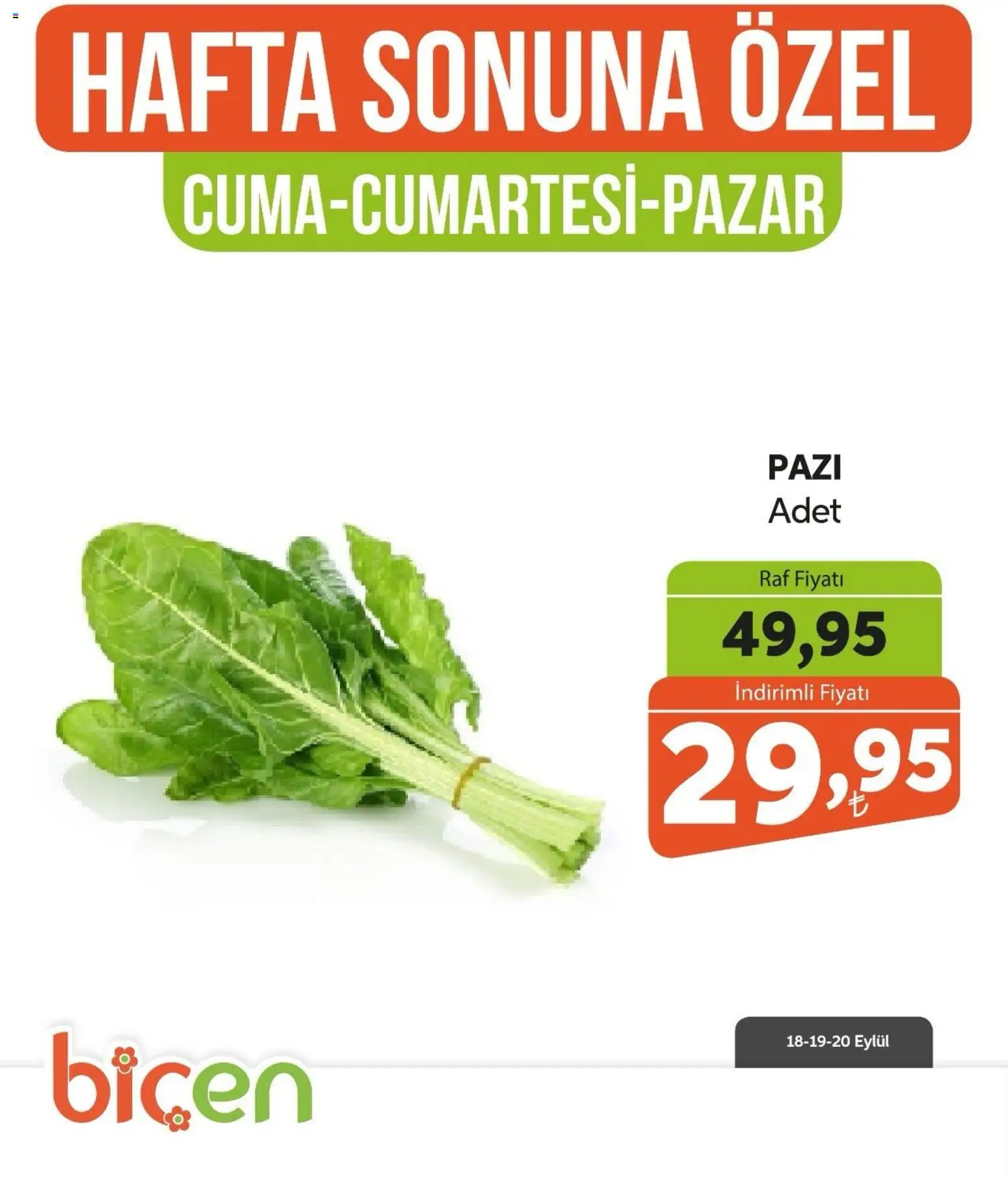Biçen Market - Hafta Sonuna Özel - Sebze İndirimi - 18 Eylül 2026 tarihinden itibaren geçerlidir | Sayfa: 4