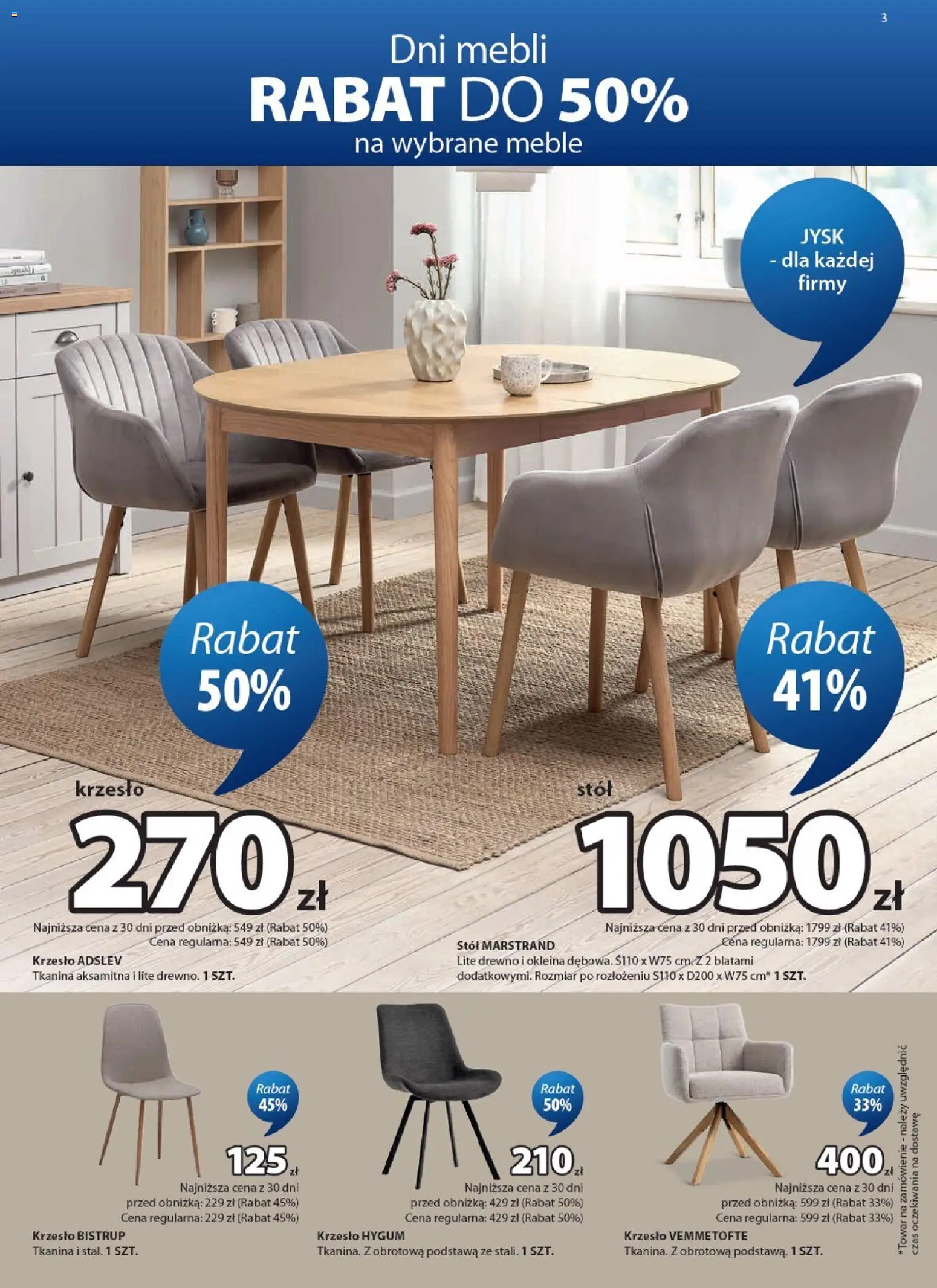 JYSK gazetka od 21.10.2026 | Strona: 3 | Produkty: Stół, Krzesło
