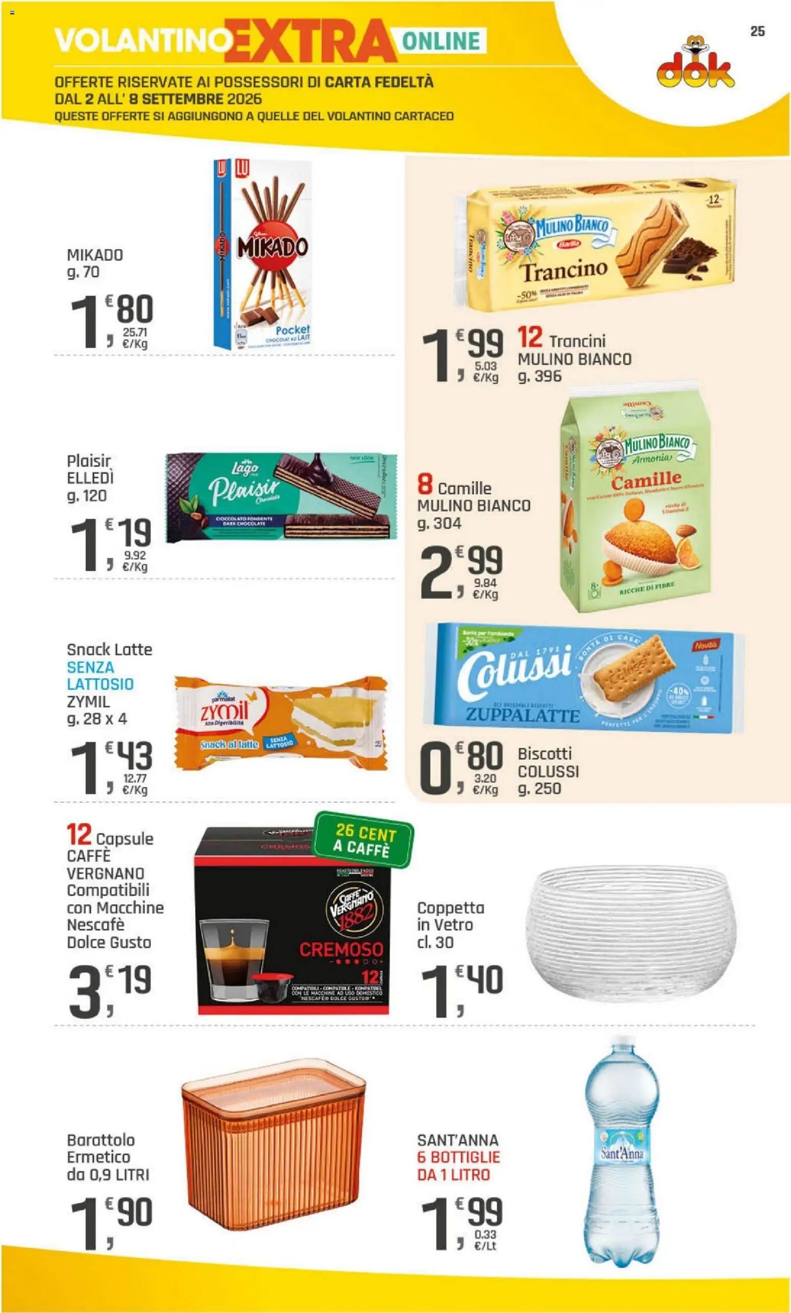 Volantino DOK del 02/09/2026 | Pagina: 25 | Prodotti: Caffè, Biscotti, Latte, Nescafé