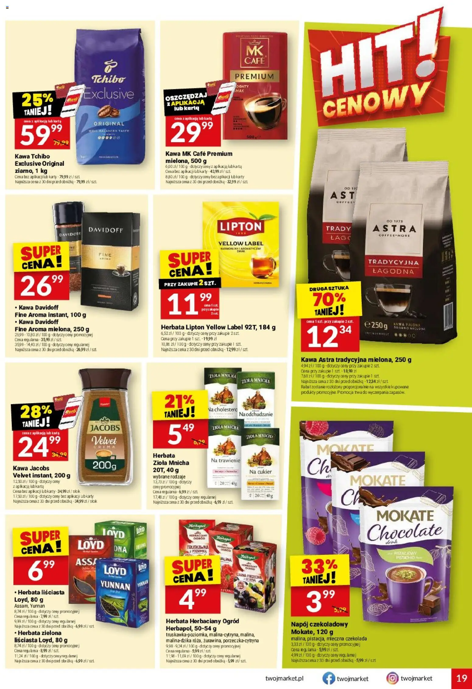 Twój Market gazetka od 28.10.2026 | Strona: 19 | Produkty: Herbata liściasta, Kawa mk cafe, Kawa jacobs velvet, Kawa