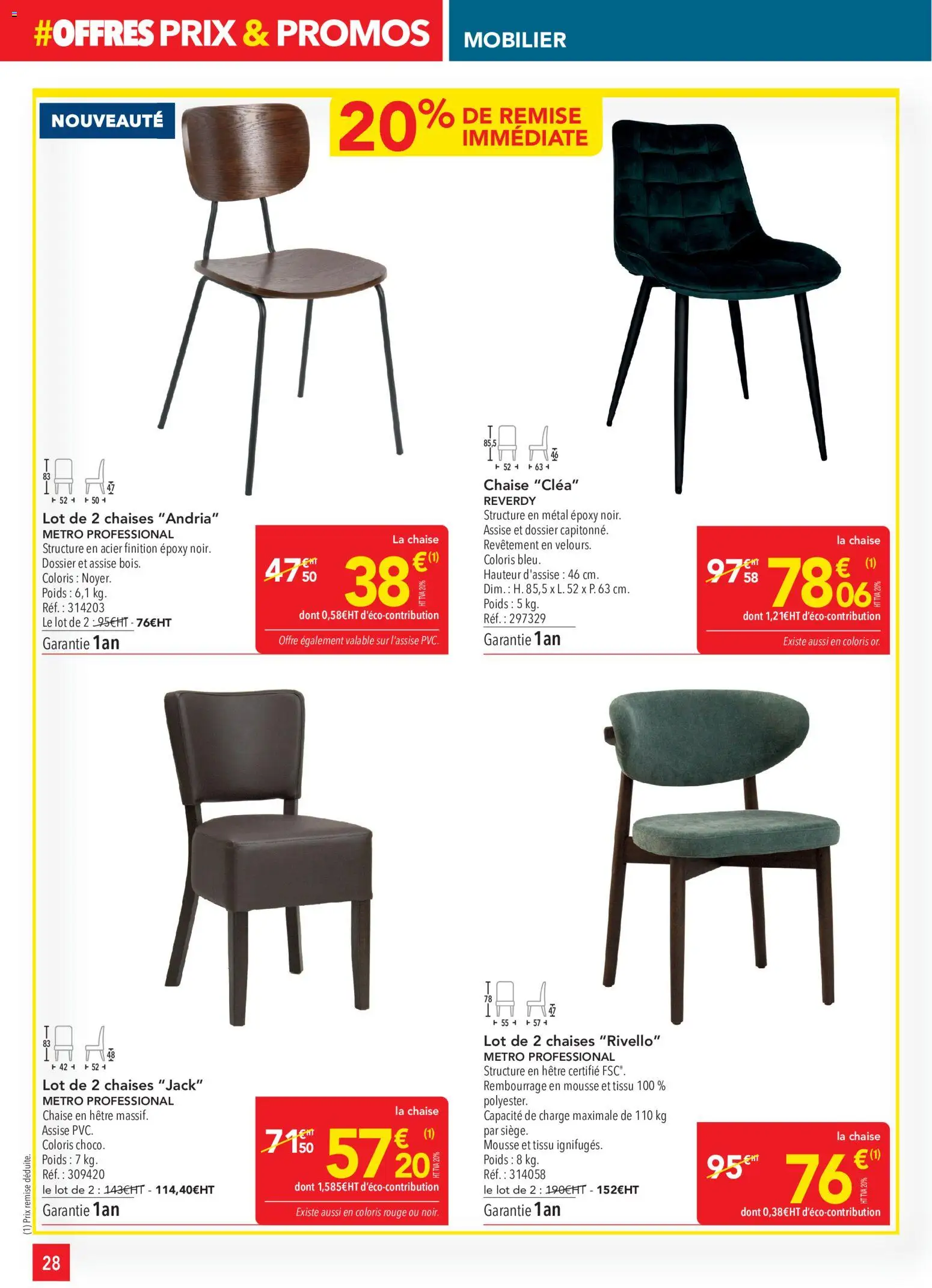 {H1} | Page: 28 | Produits: Poids, Chaises, Mousse, Chaise