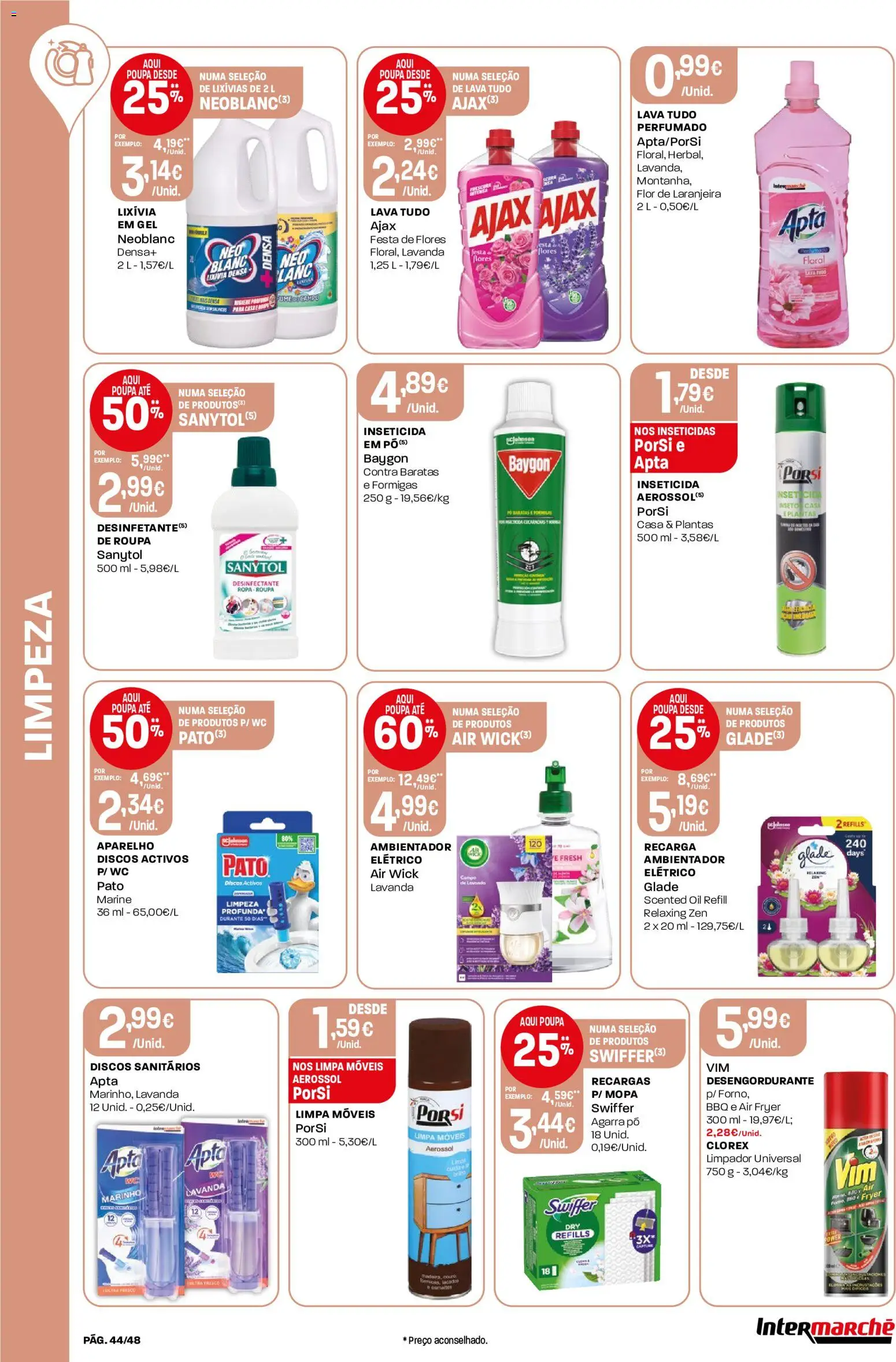Intermarché folheto │ válido de 09/07/2026 | Página: 44 | Produtos: Air fryer, Flores, Inseticida, Limpa móveis