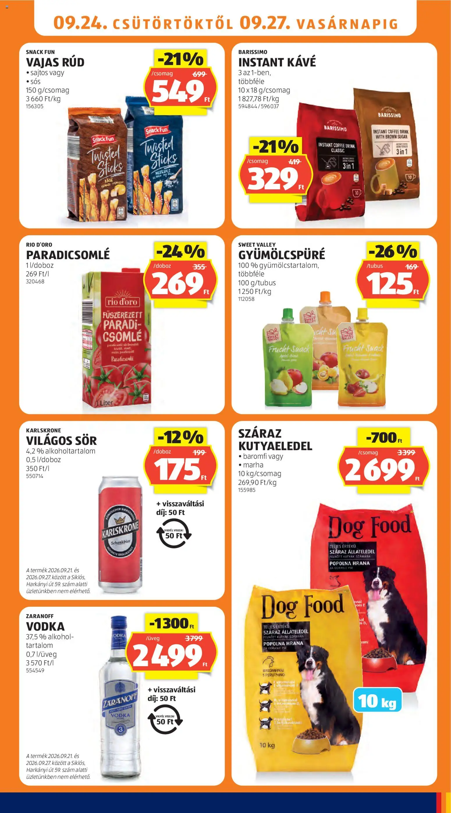 Aldi akciós ujság - amely érvényes a következő dátumtól: 2026.09.24. | Oldal: 15 | Termékek: Alkohol, Sör, Vodka, Instant kávé