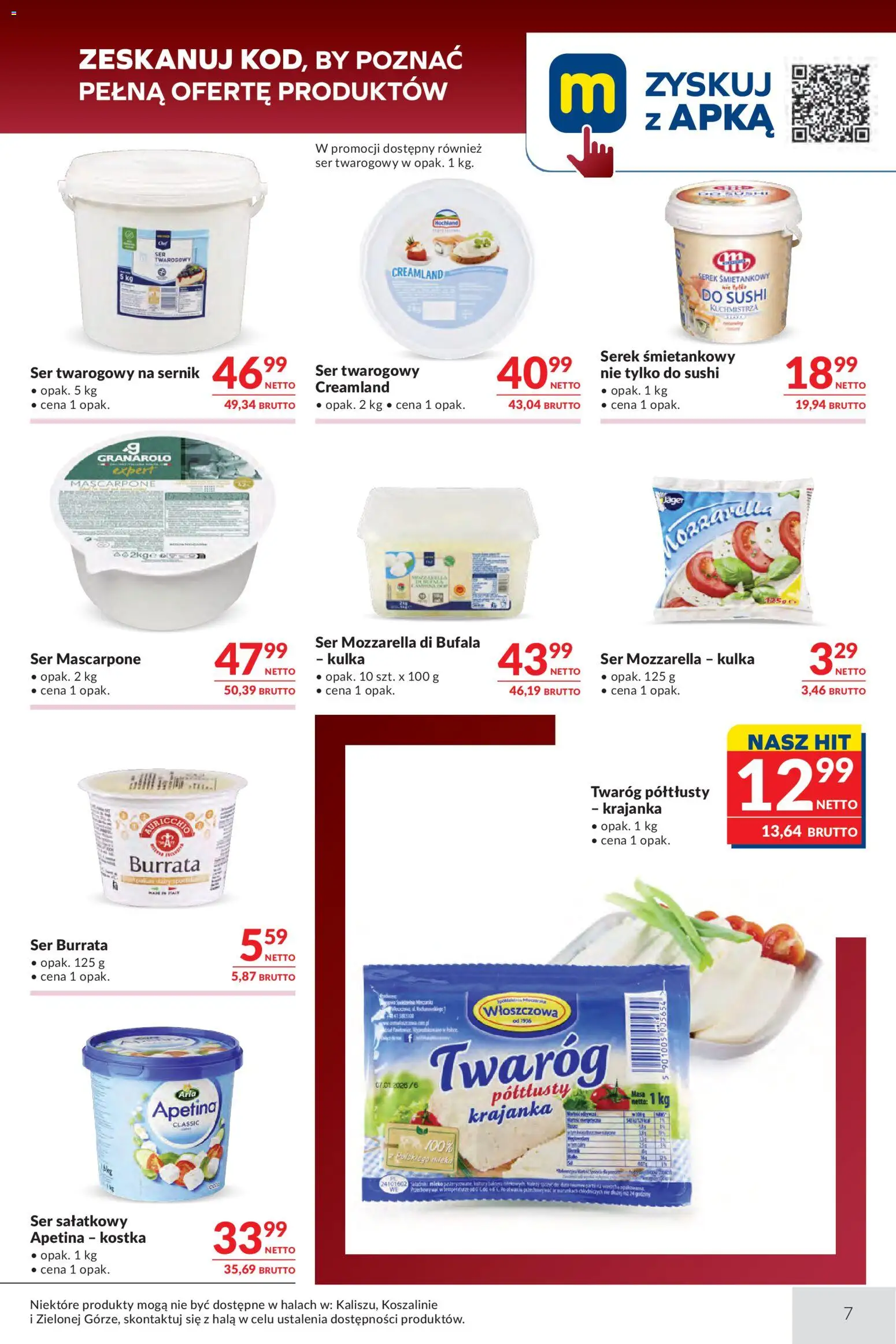 Makro gazetka - Oferta dla gastronomii od 15.09.2026 | Strona: 7 | Produkty: Serek śmietankowy, Twaróg półtłusty, Serek, Sushi