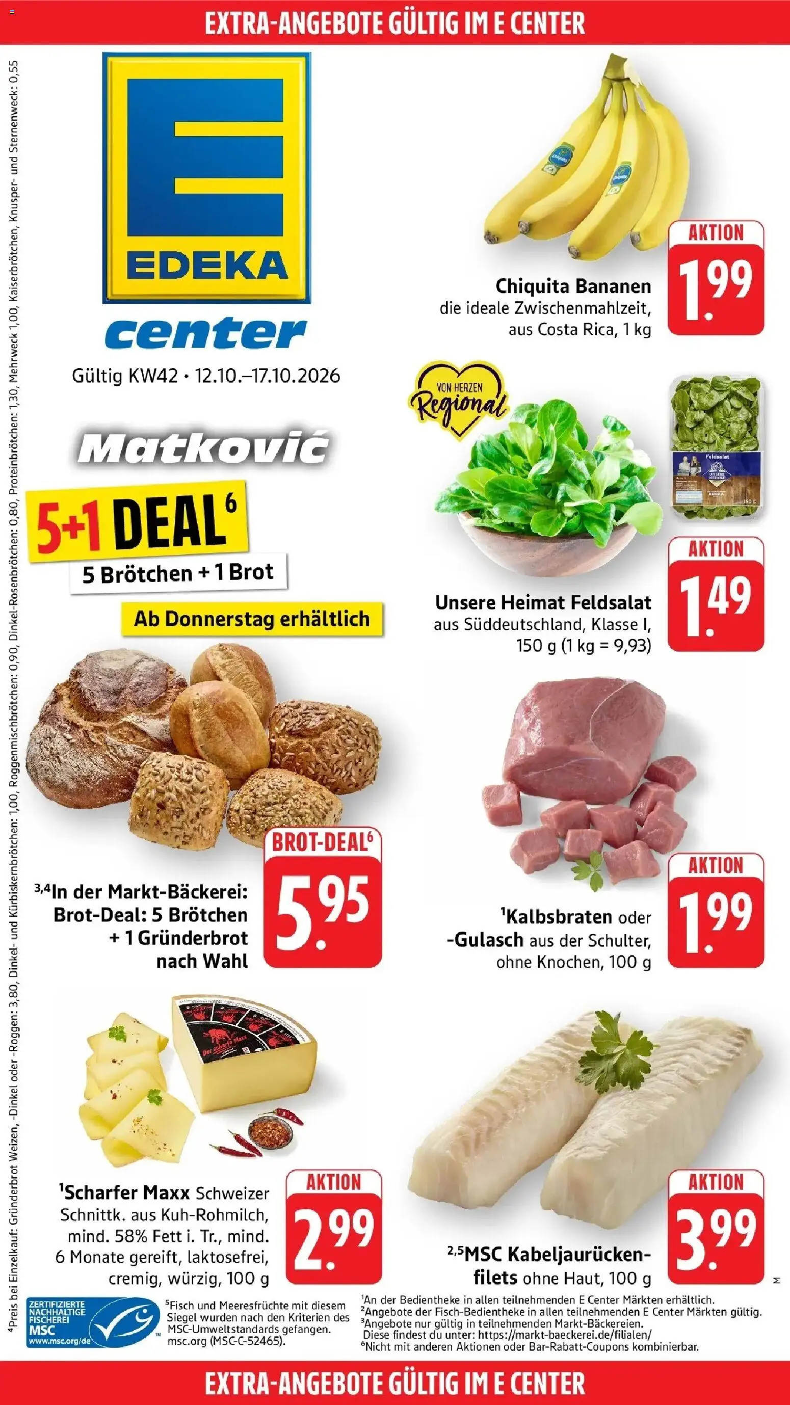Edeka Prospekt Möglingen (ab 12.10.2026) » Angebote Online | Seite: 51 | Produkte: Bananen, Gulasch, Meeresfrüchte, Brot