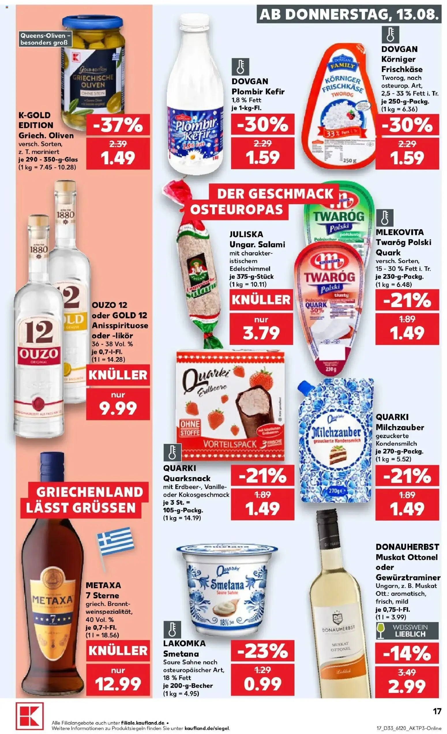 Prospekt Kaufland ab 10.08.2026 » Angebote Online zum Blättern | Seite: 26 | Produkte: Ouzo, Quark, Likör, Sahne