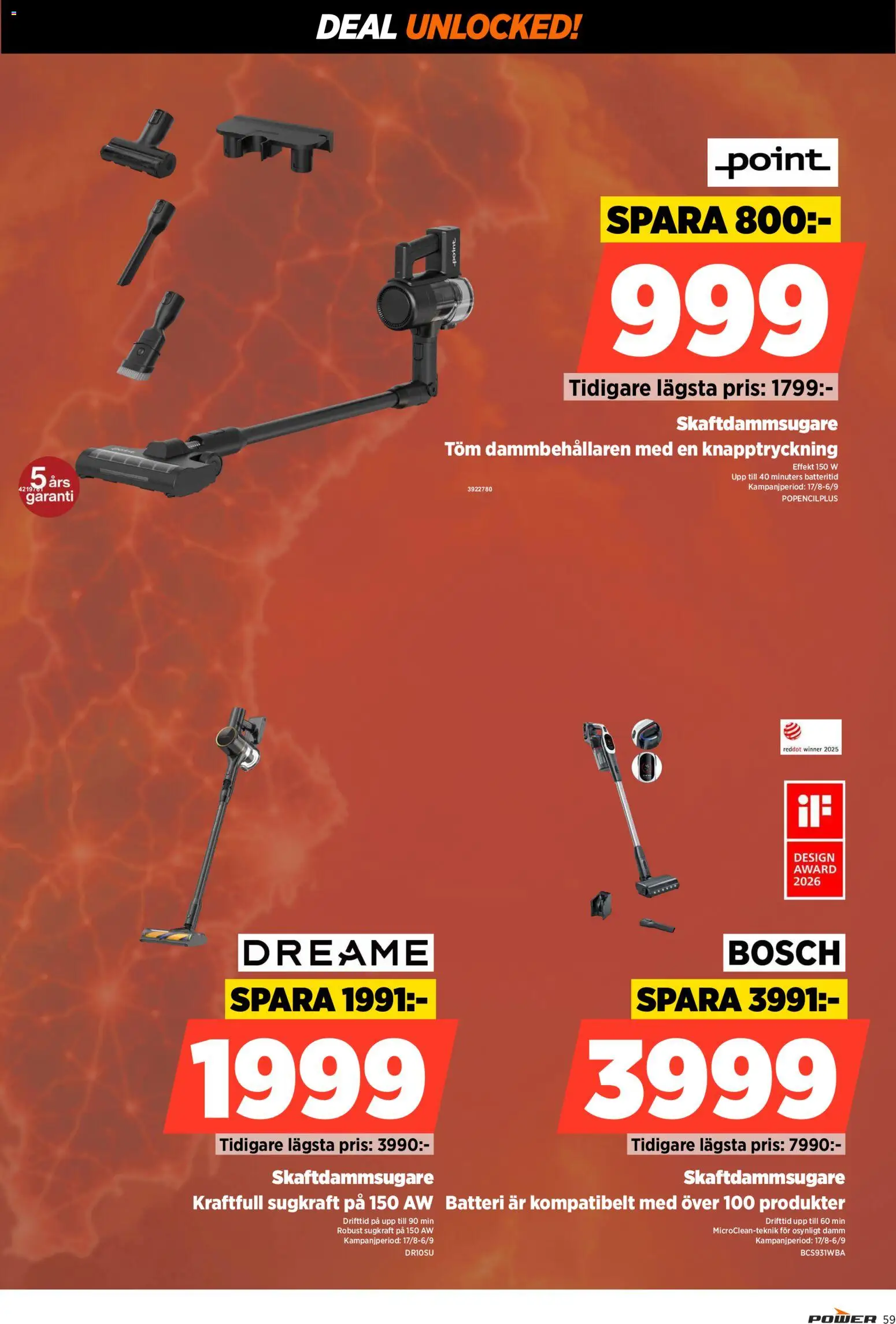Power reklamblad aktuell från 31/08/2026 | Sida: 59 | Produkter: Batteri, Skaftdammsugare