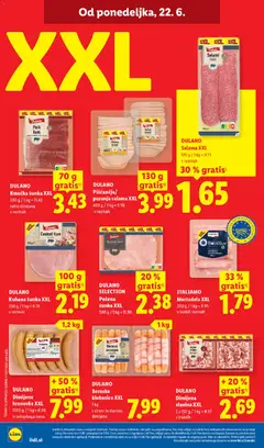 Lidl katalog akcije – veljaven od 18.06.2026 | Stran: 46 | Izdelki: Mortadela, Slanina, Salama, Sunka