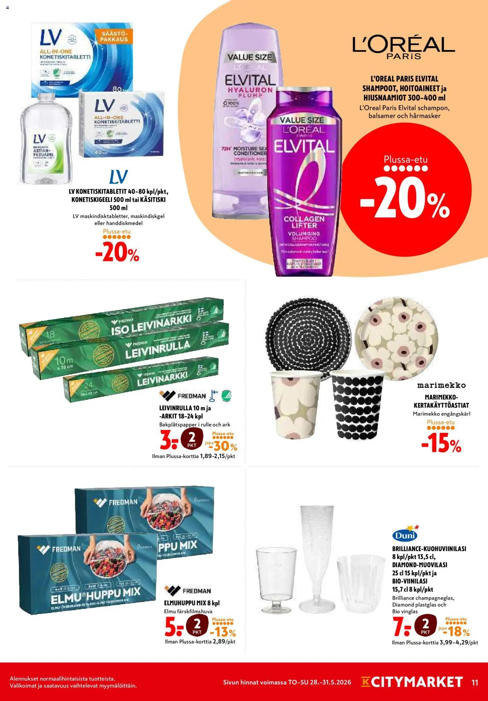 K-Citymarket tarjoukset – voimassa 28.05.2026 alkaen | Sivu: 11 | Tuotteet: Shampoo, Pesuaine