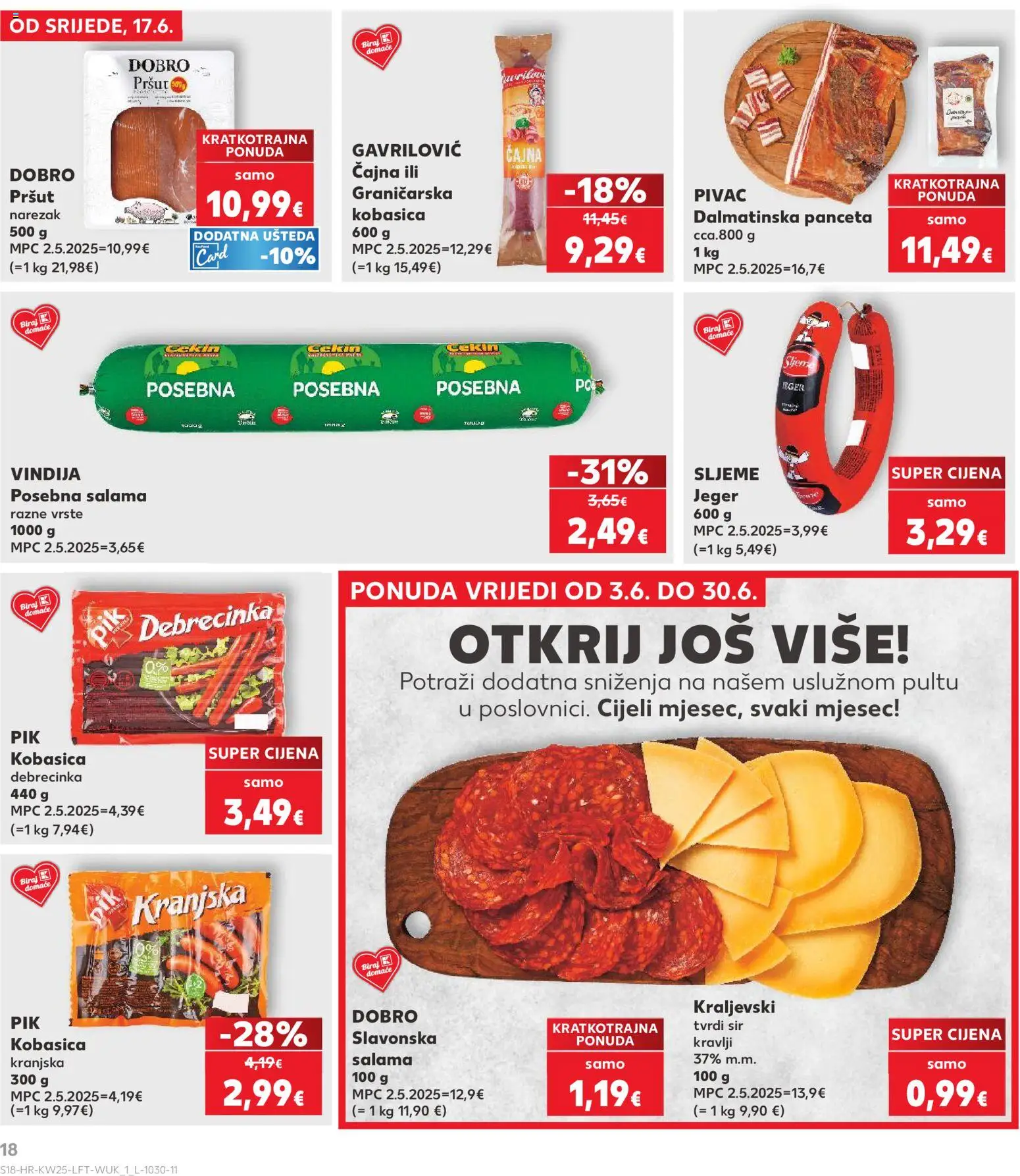 Kaufland katalog | vrijedi od 17.06.2026 | Stranica: 18 | Proizvodi: Sir, Narezak, Kobasica, Panceta