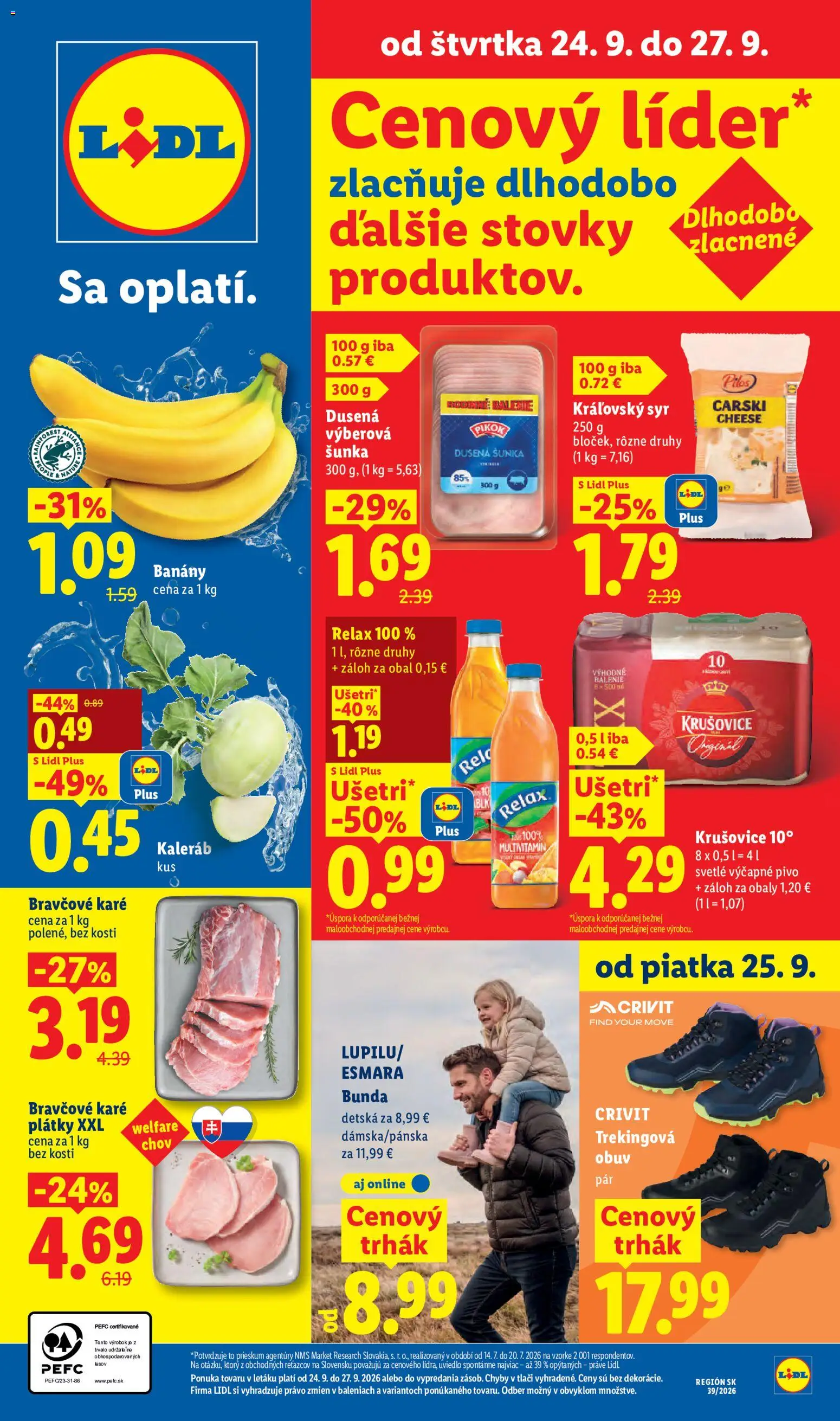 Nové Lidl akcie – leták je platný od 21.09.2026 | Strana: 65 | Produkty: Pivo, Šunka, Bunda, Bravčové karé
