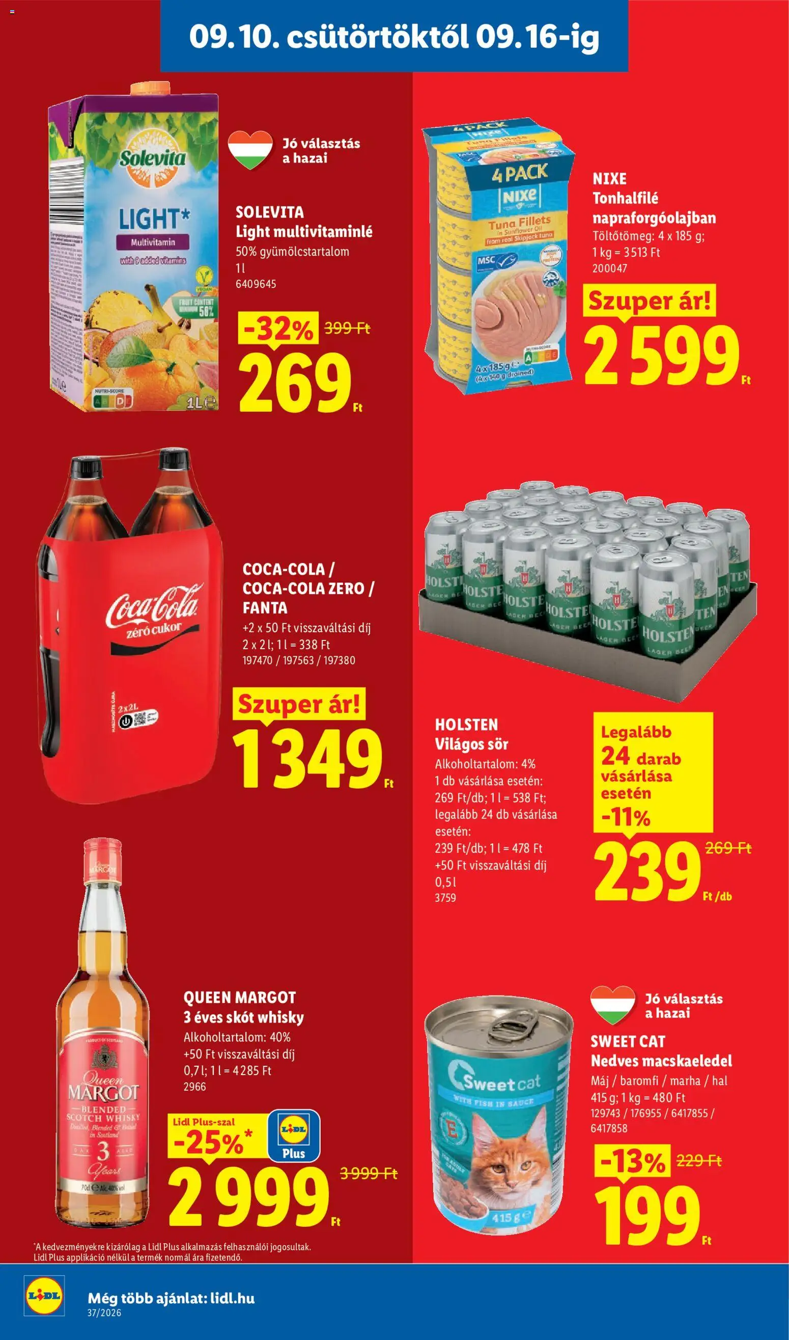 Lidl akciós ujság - amely érvényes a következő dátumtól: 2026.09.10. | Oldal: 14 | Termékek: Macskaeledel, Skót whisky, Máj, Sör
