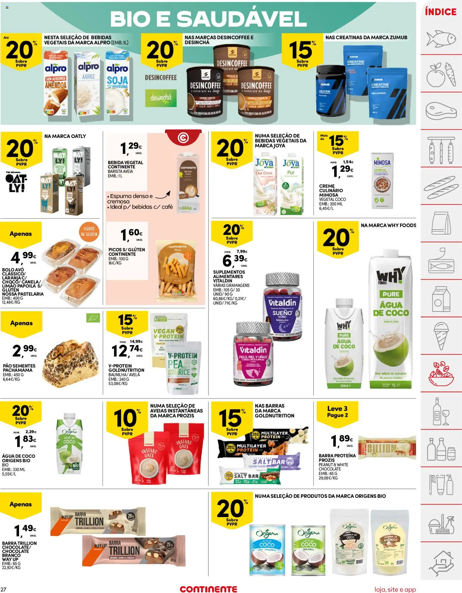Continente folheto │ válido de 19.05.2026 | Página: 27 | Produtos: Aveia, Bolo, Creatina monohidratada, Pão