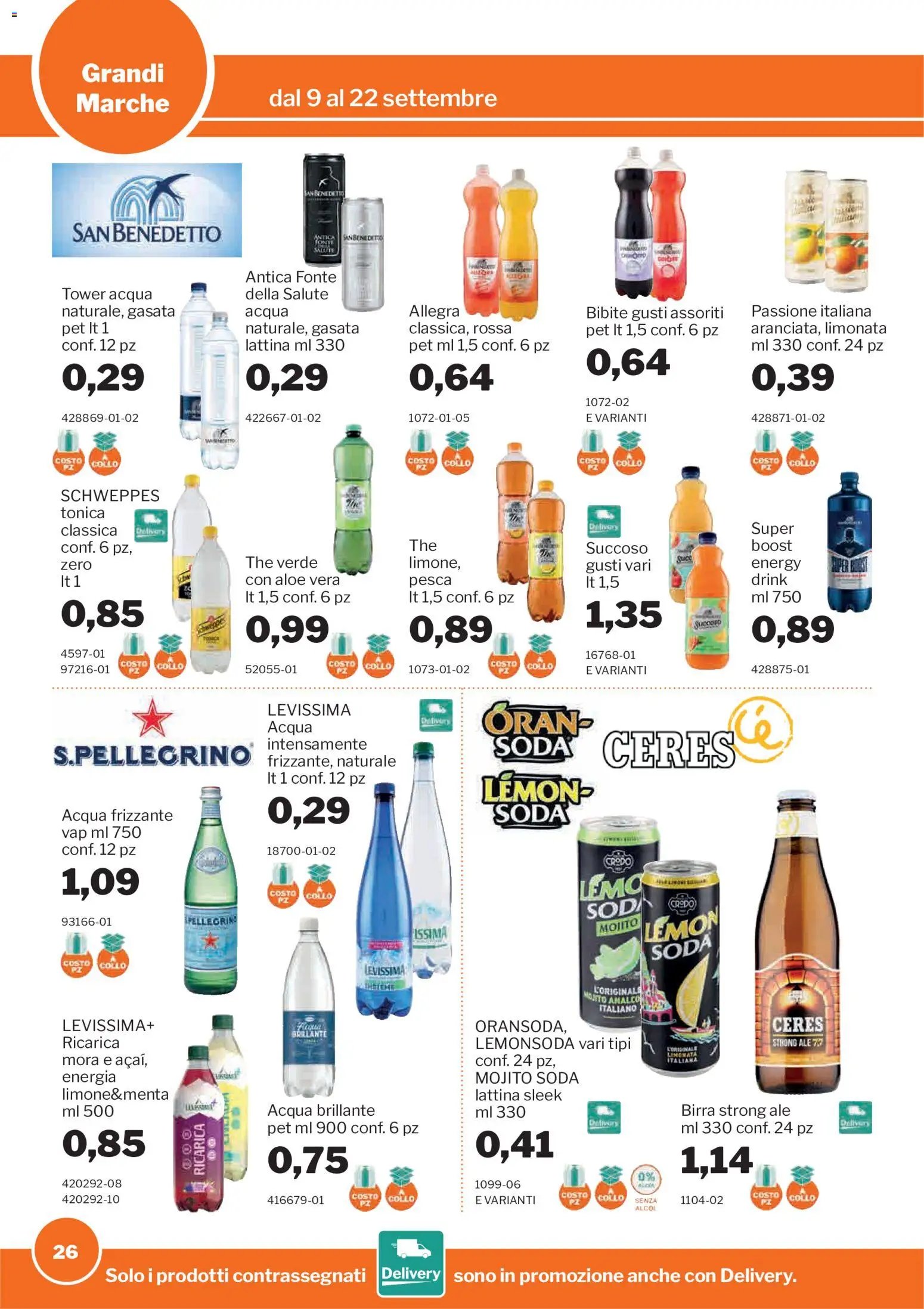 Volantino Sogegross del 09/09/2026 | Pagina: 26 | Prodotti: Alcol, Pesca, Ceres, Collo