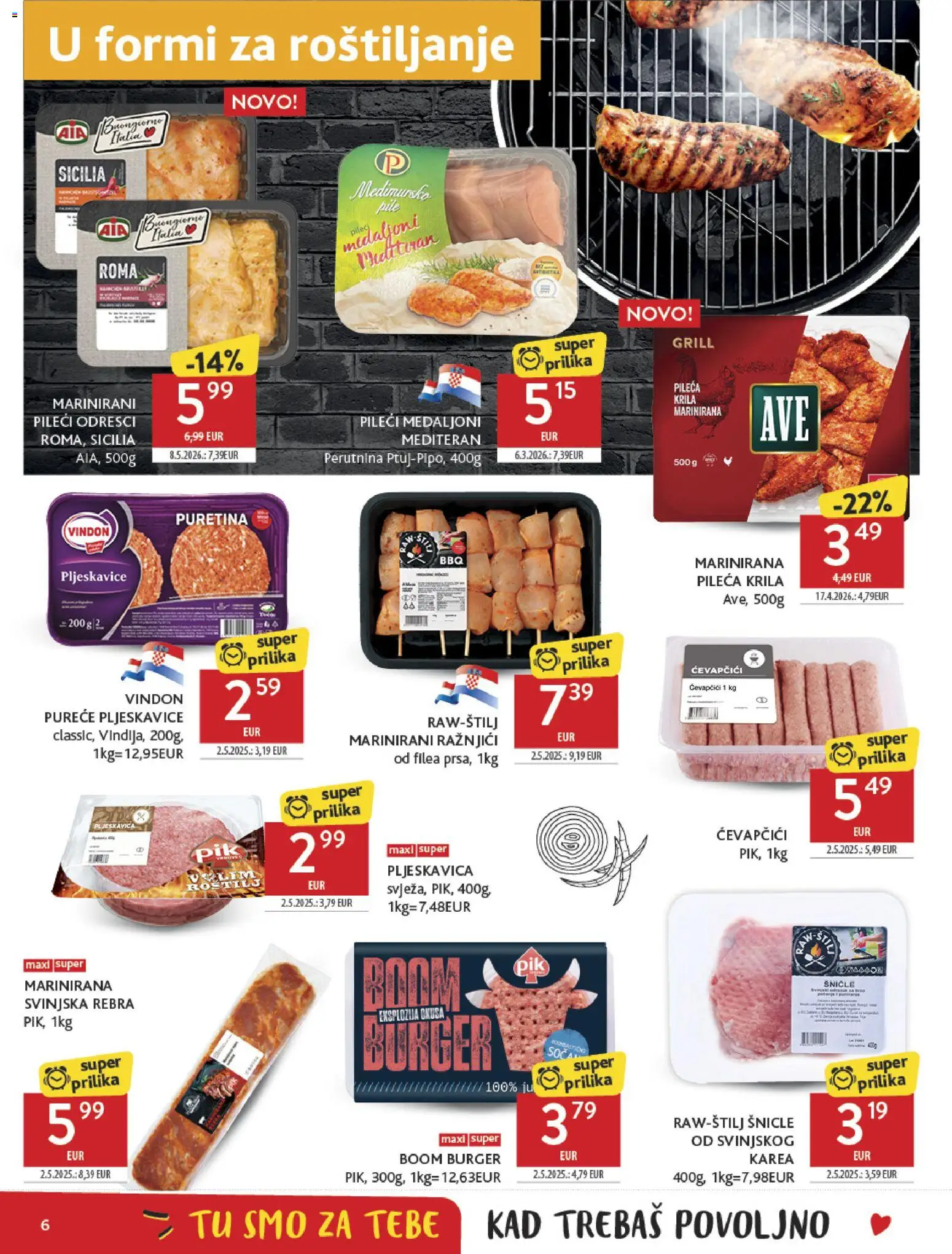 Konzum katalog | vrijedi od 20.05.2026 | Stranica: 6 | Proizvodi: Puretina, Pileća krila, Pljeskavice, Ćevapčići