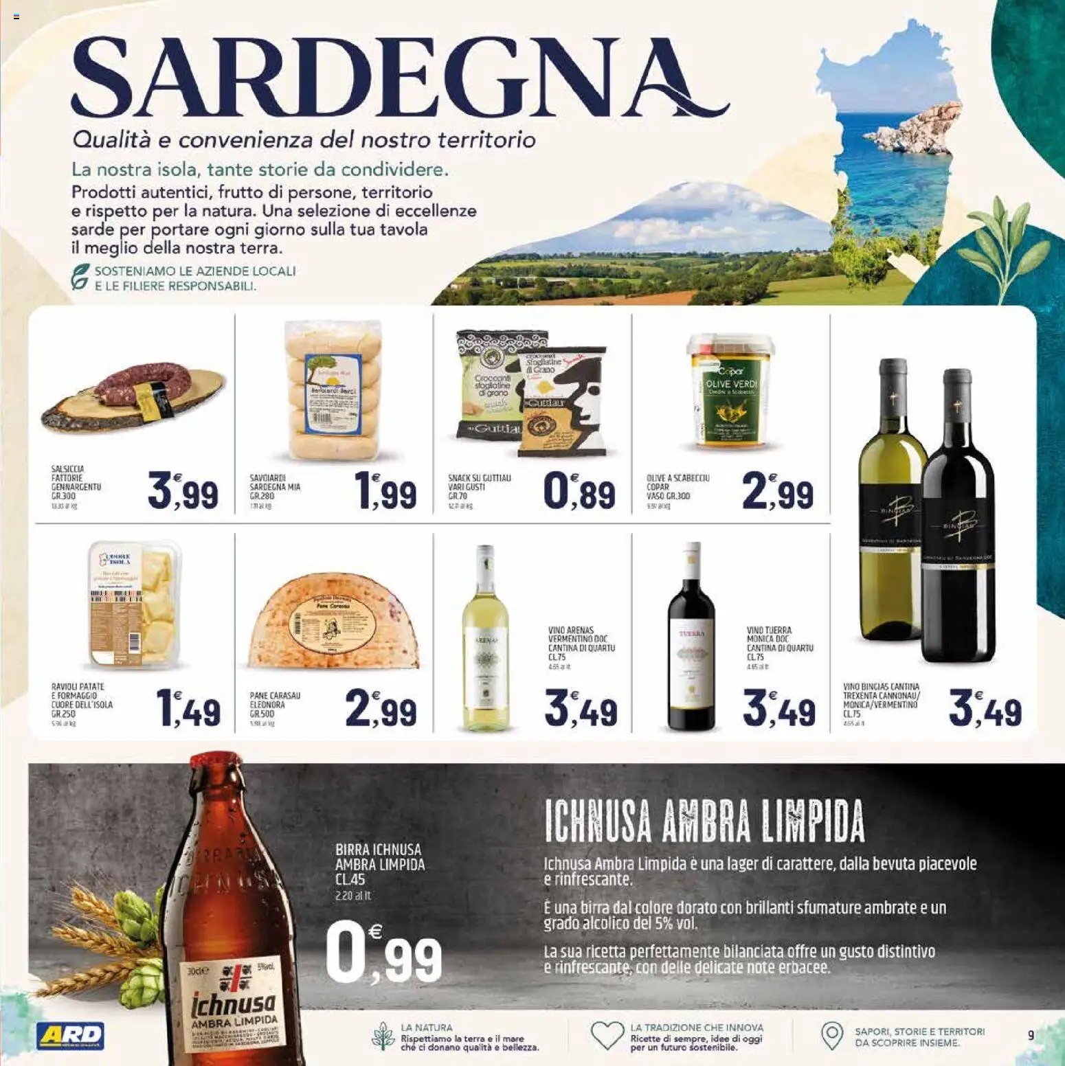 Volantino ARD Discount del 28.05.2026 | Pagina: 9 | Prodotti: Pane, Formaggio, Salsiccia, Terra